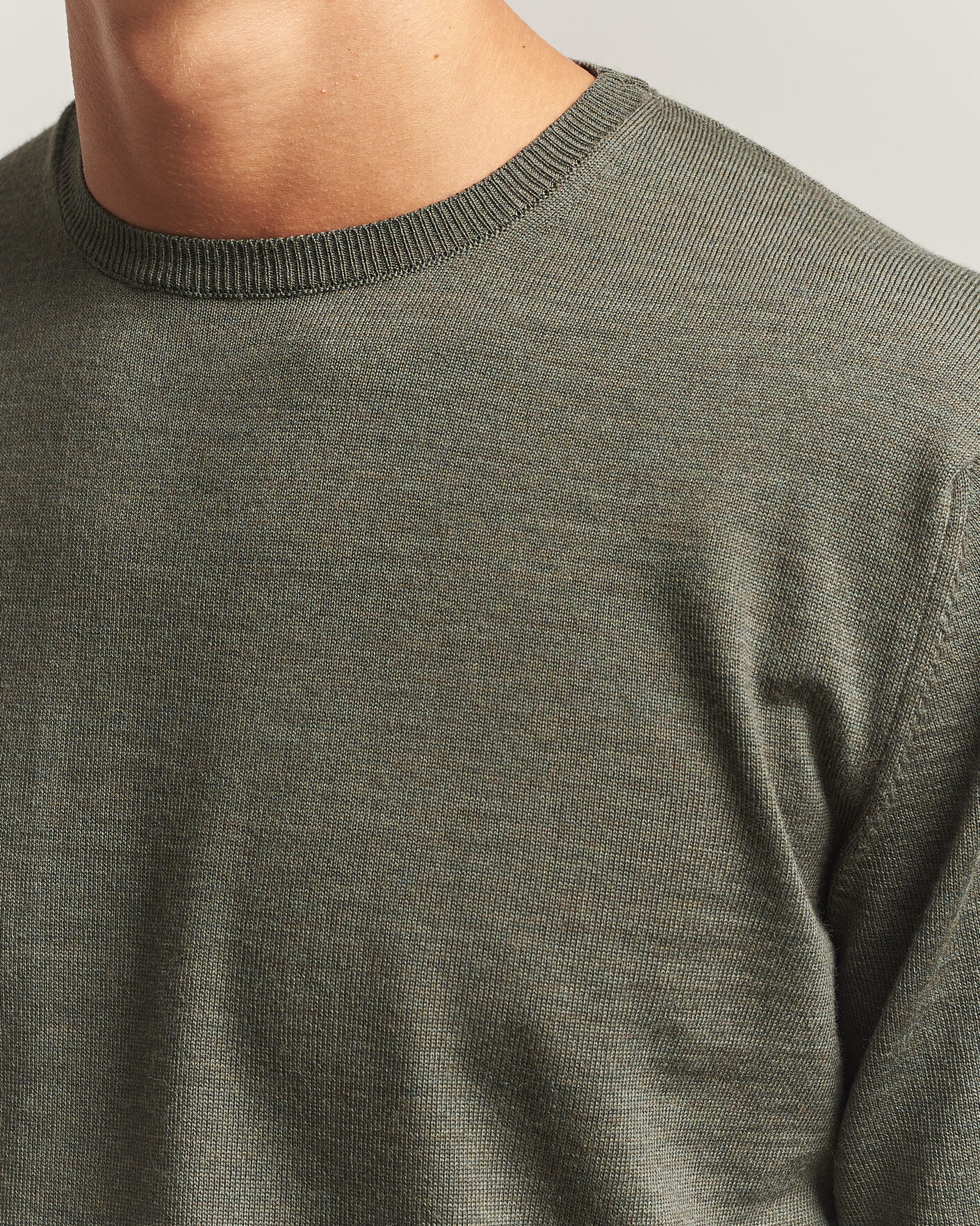 Heren | Truien | Stenströms | Merino Patch Crew Neck Dark Green