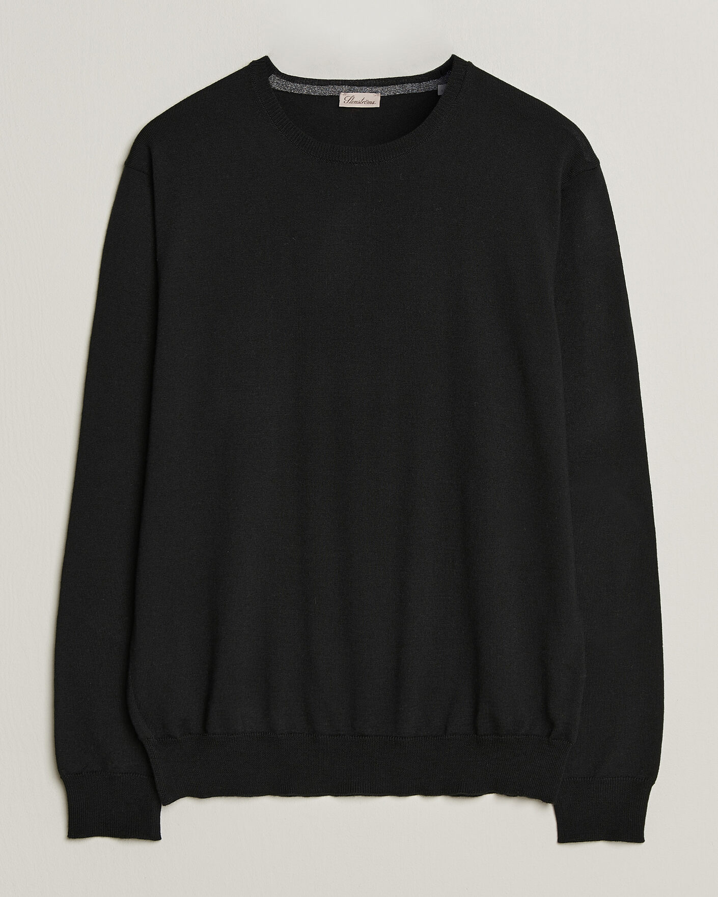 Heren | Truien | Stenströms | Merino Patch Crew Neck Black