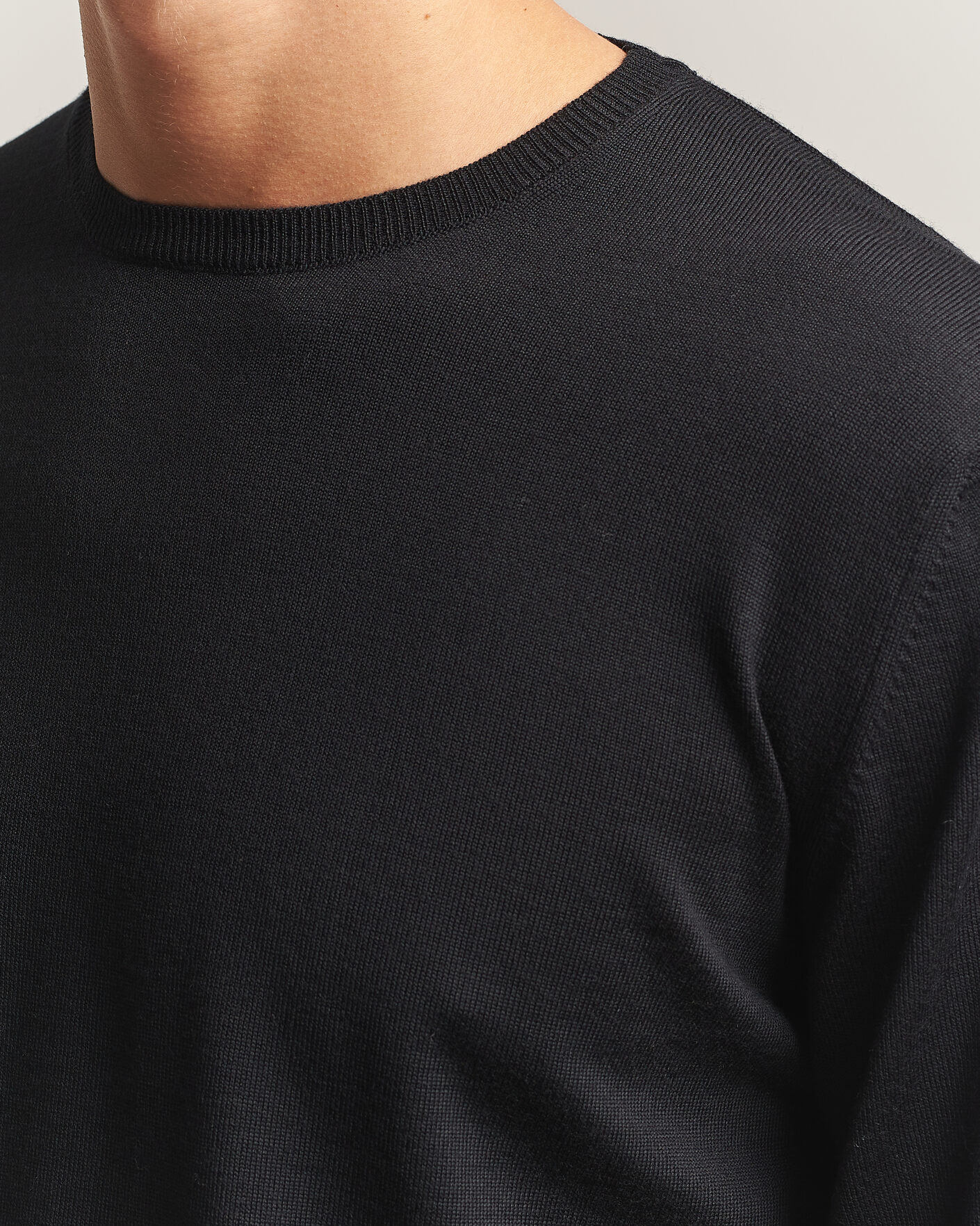 Heren | Truien | Stenströms | Merino Patch Crew Neck Black