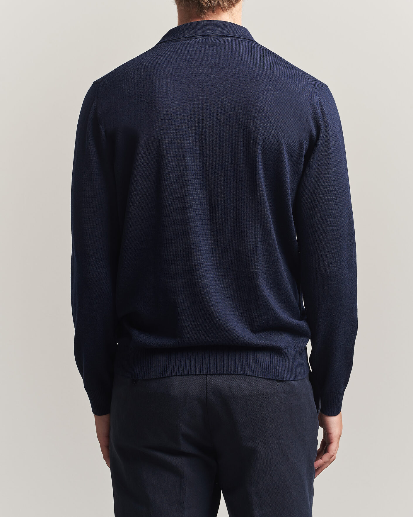Heren | Truien | Stenströms | Merino Polo Navy
