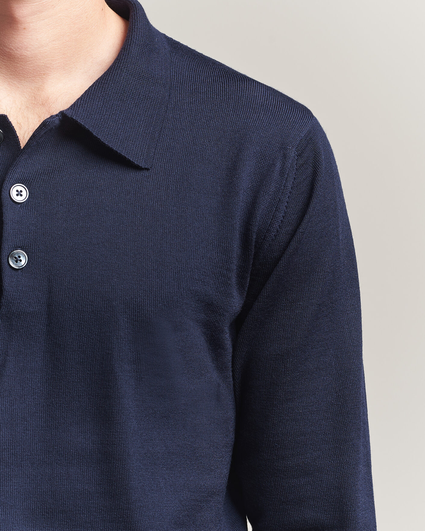 Heren | Truien | Stenströms | Merino Polo Navy