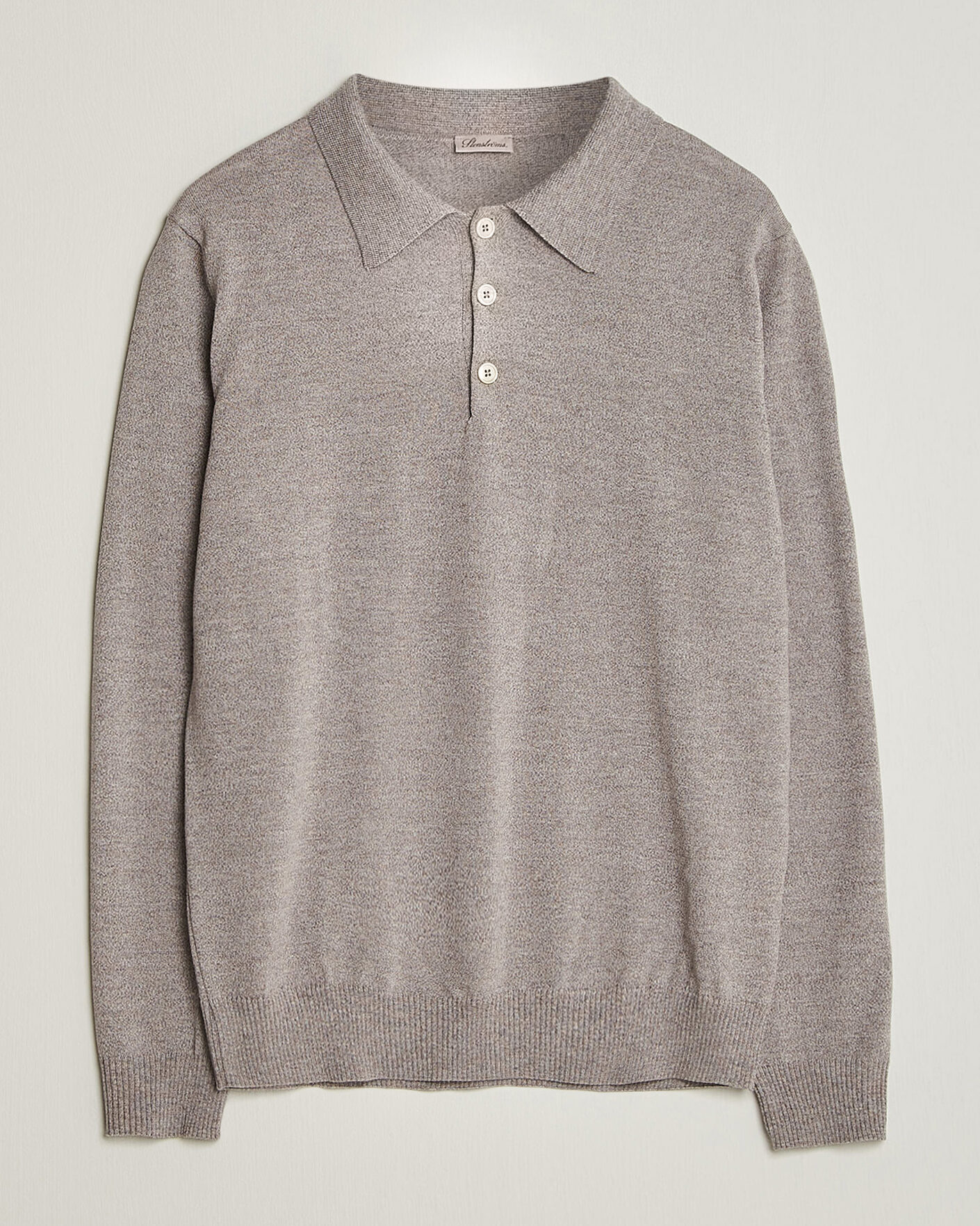 Heren | Truien | Stenströms | Merino Polo Beige