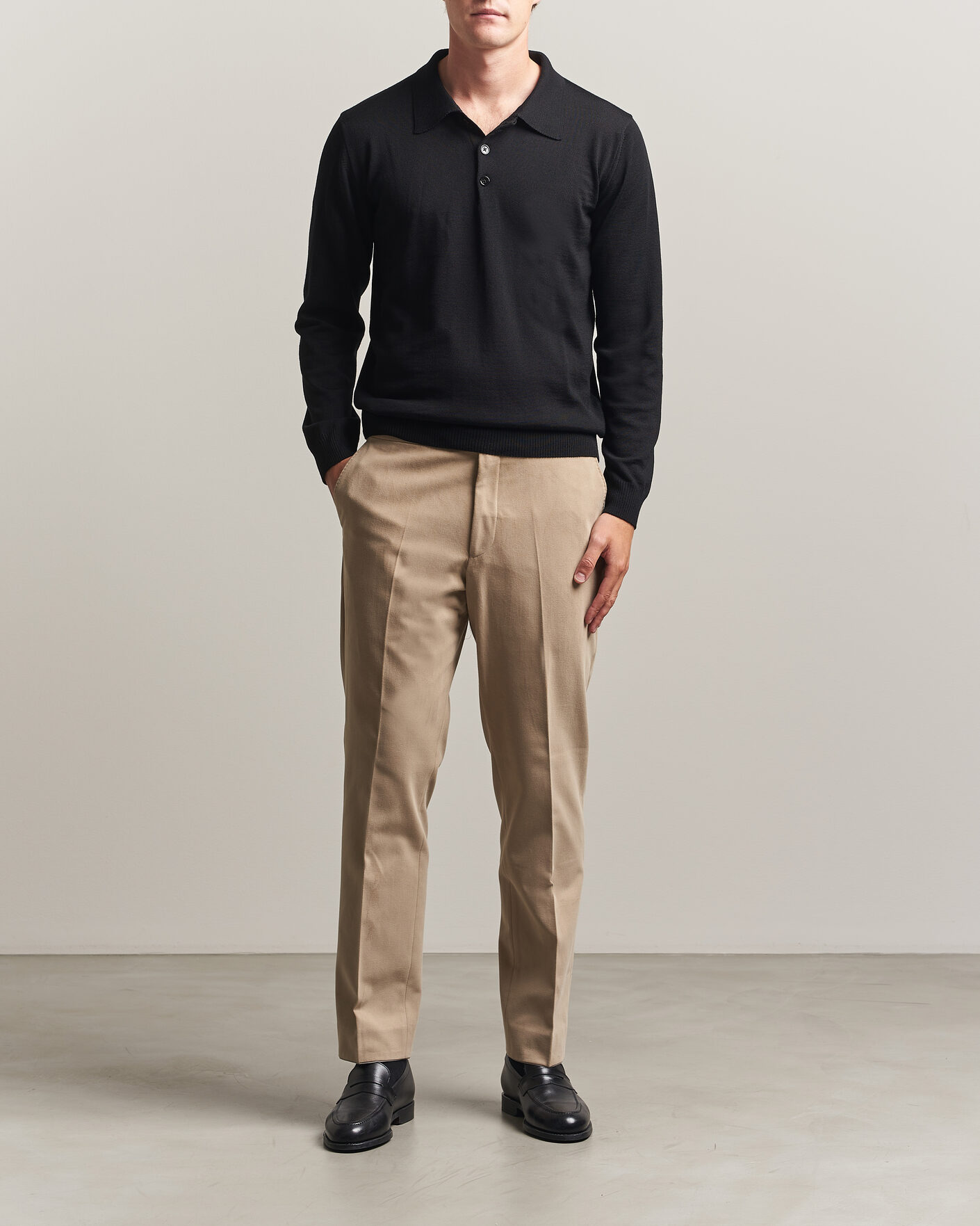 Heren | Truien | Stenströms | Merino Polo Black
