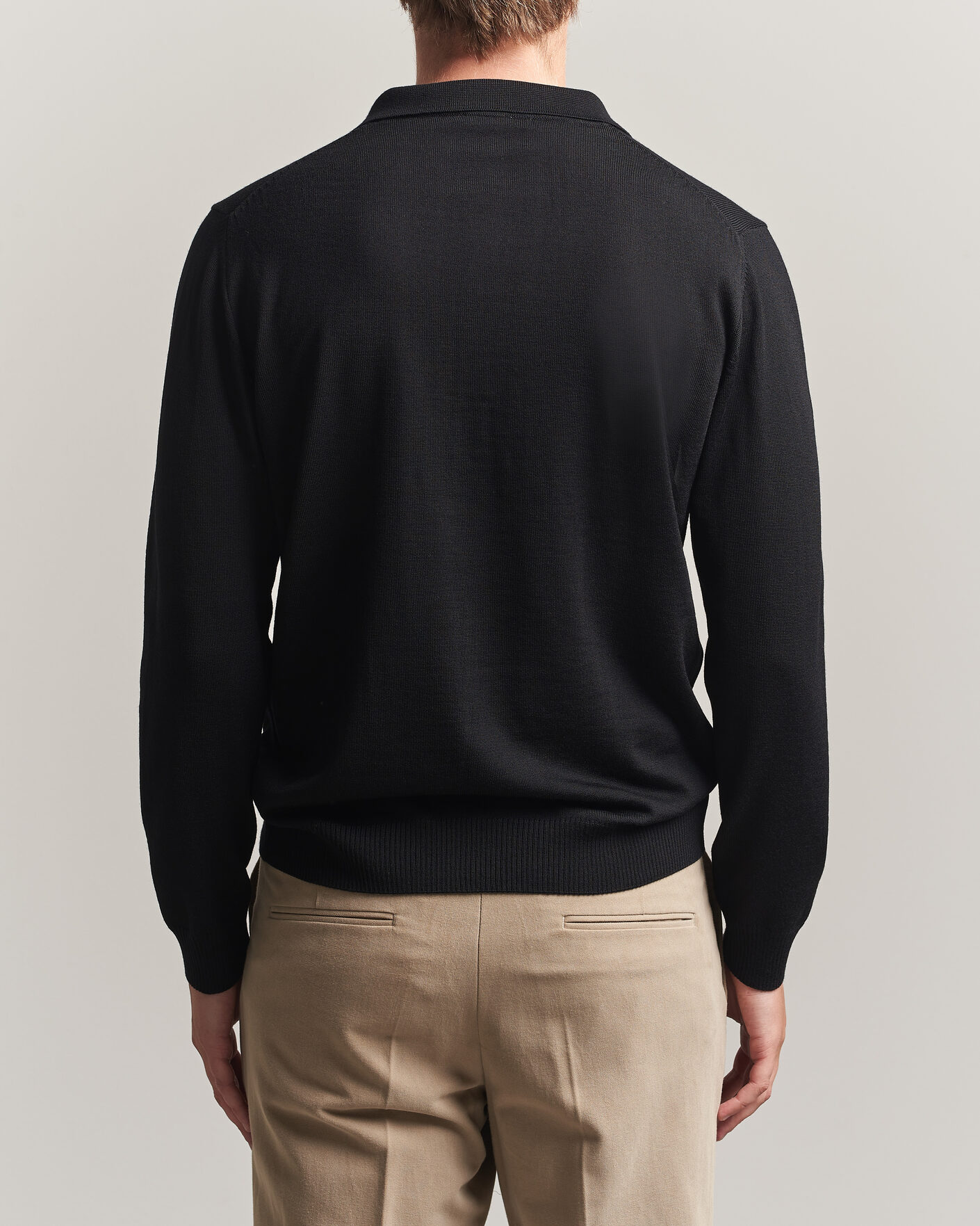 Heren | Truien | Stenströms | Merino Polo Black