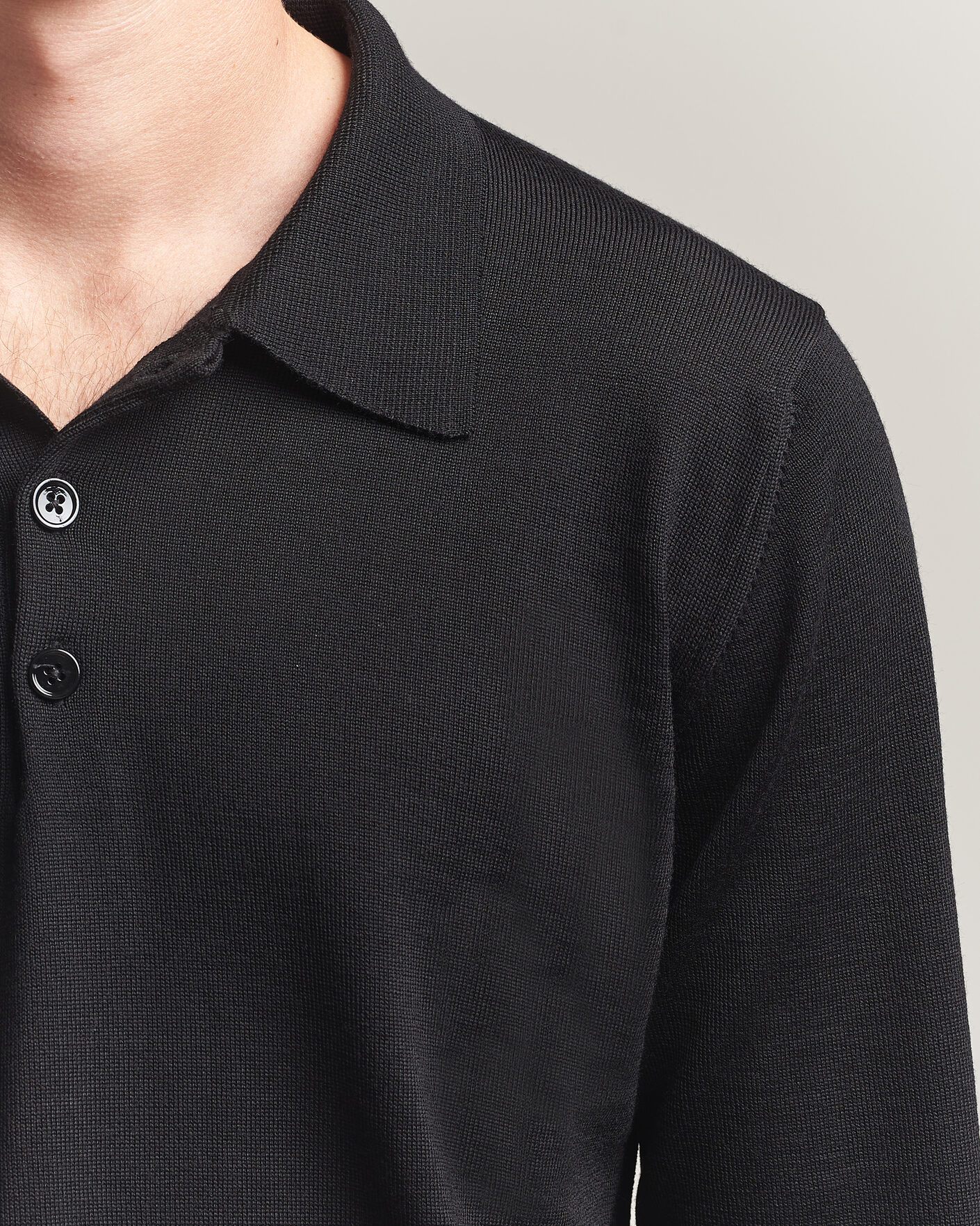 Heren | Truien | Stenströms | Merino Polo Black