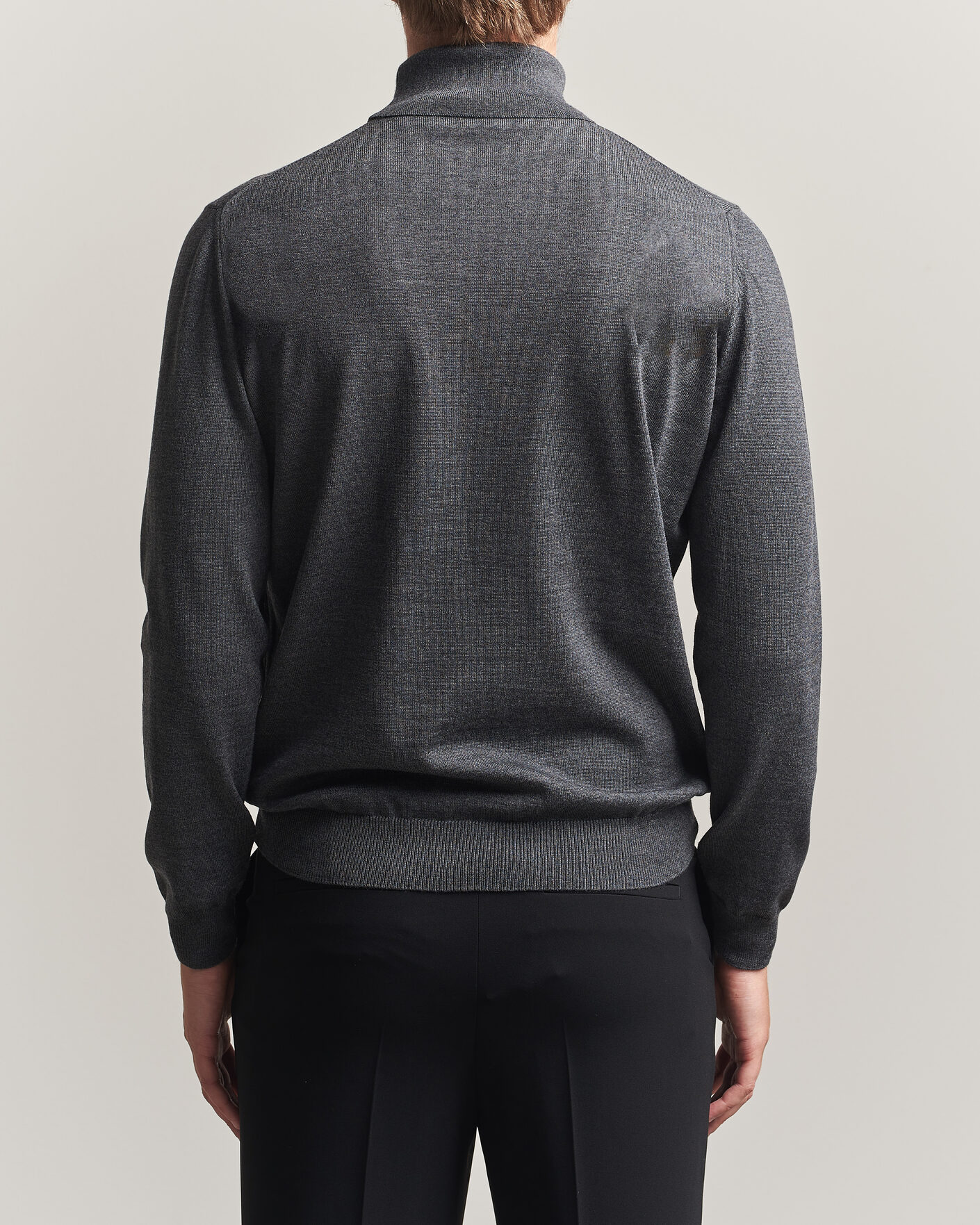 Heren | Truien | Stenströms | Merino Rollneck Dark Grey