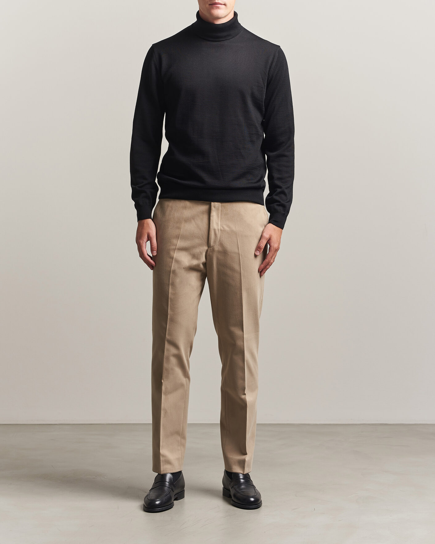 Heren | Truien | Stenströms | Merino Rollneck Black