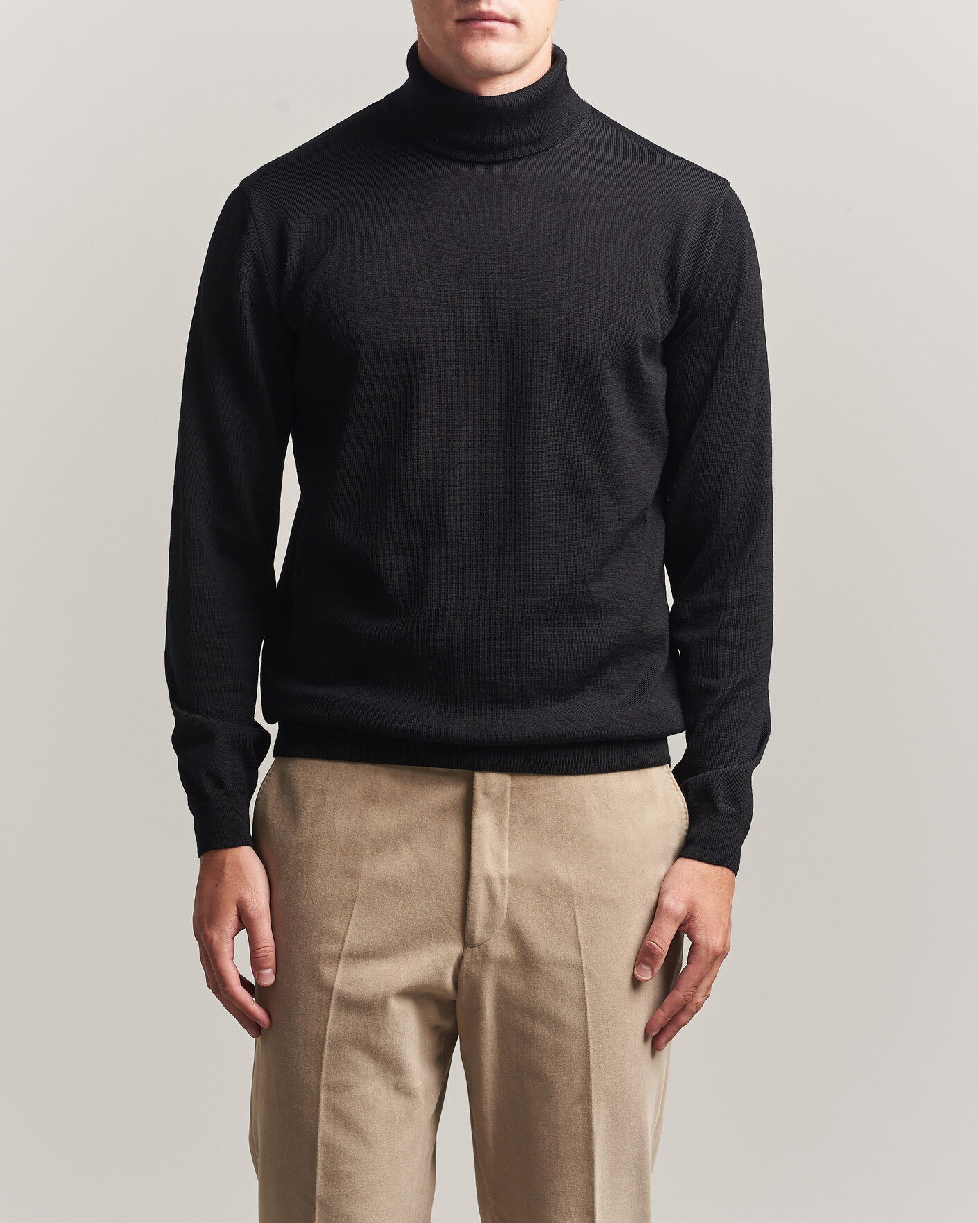 Heren | Truien | Stenströms | Merino Rollneck Black