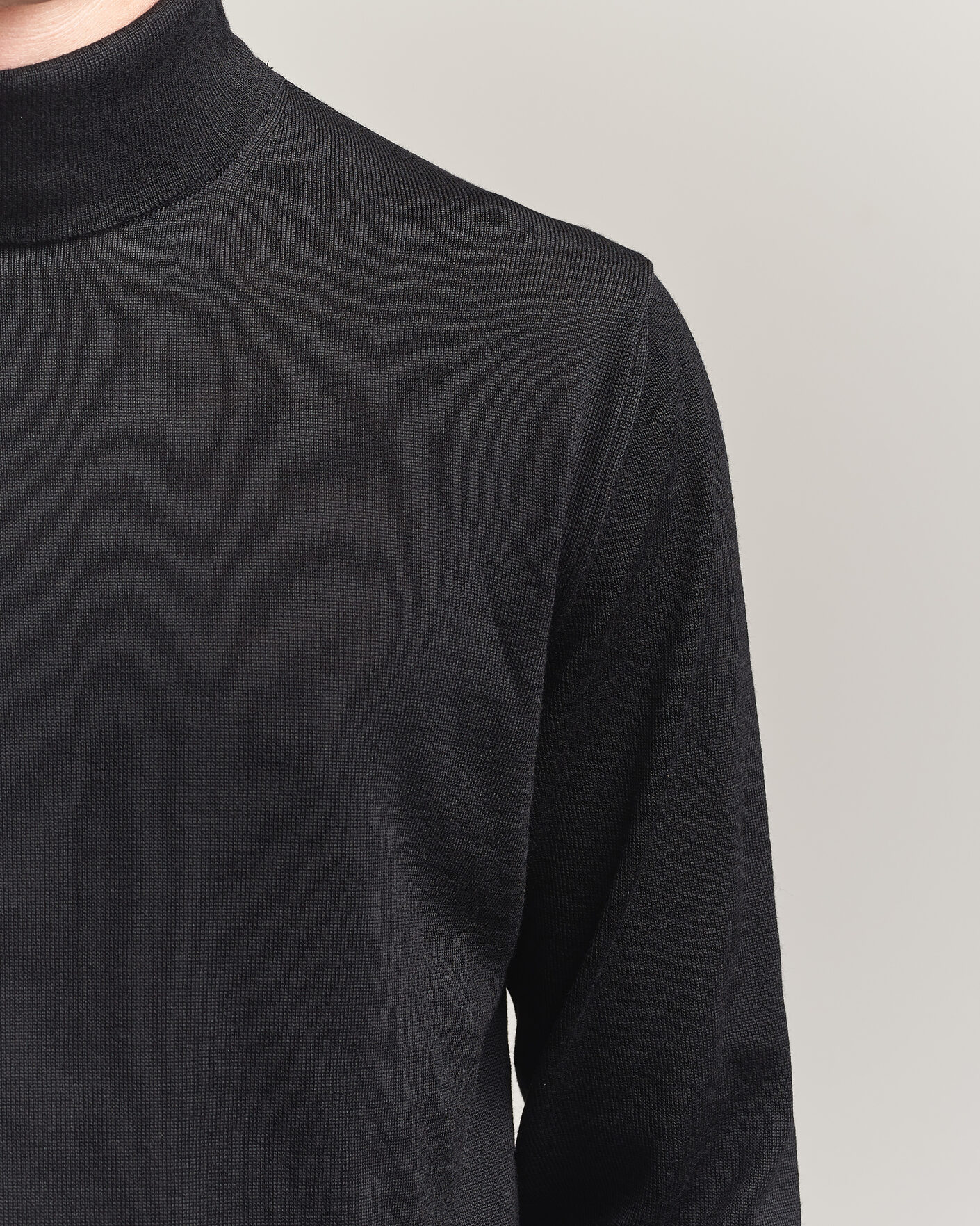 Heren | Truien | Stenströms | Merino Rollneck Black