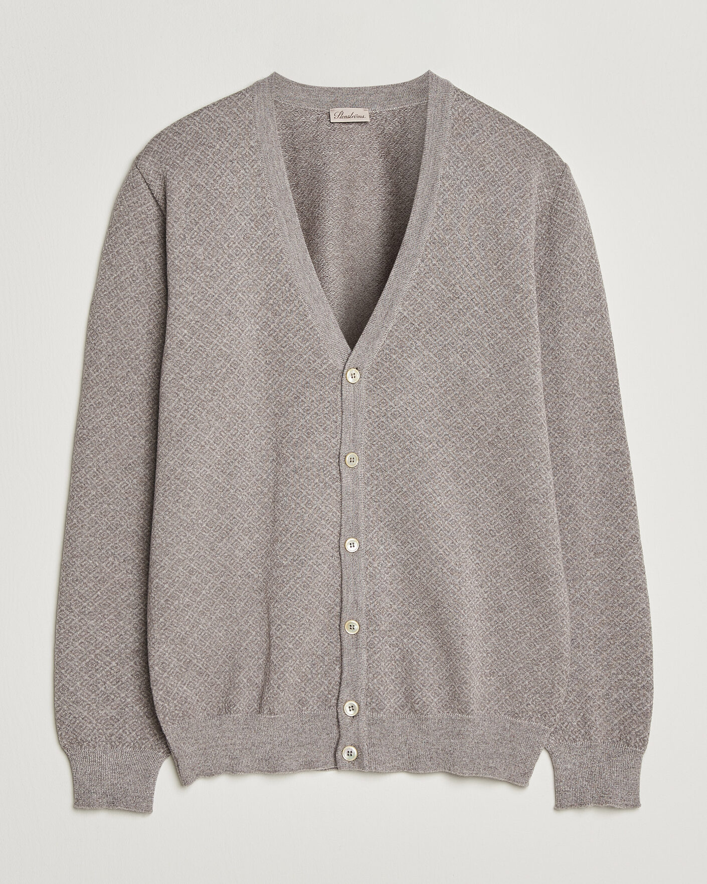 Heren | Truien | Stenströms | Merino Jaquard Cardigan Beige