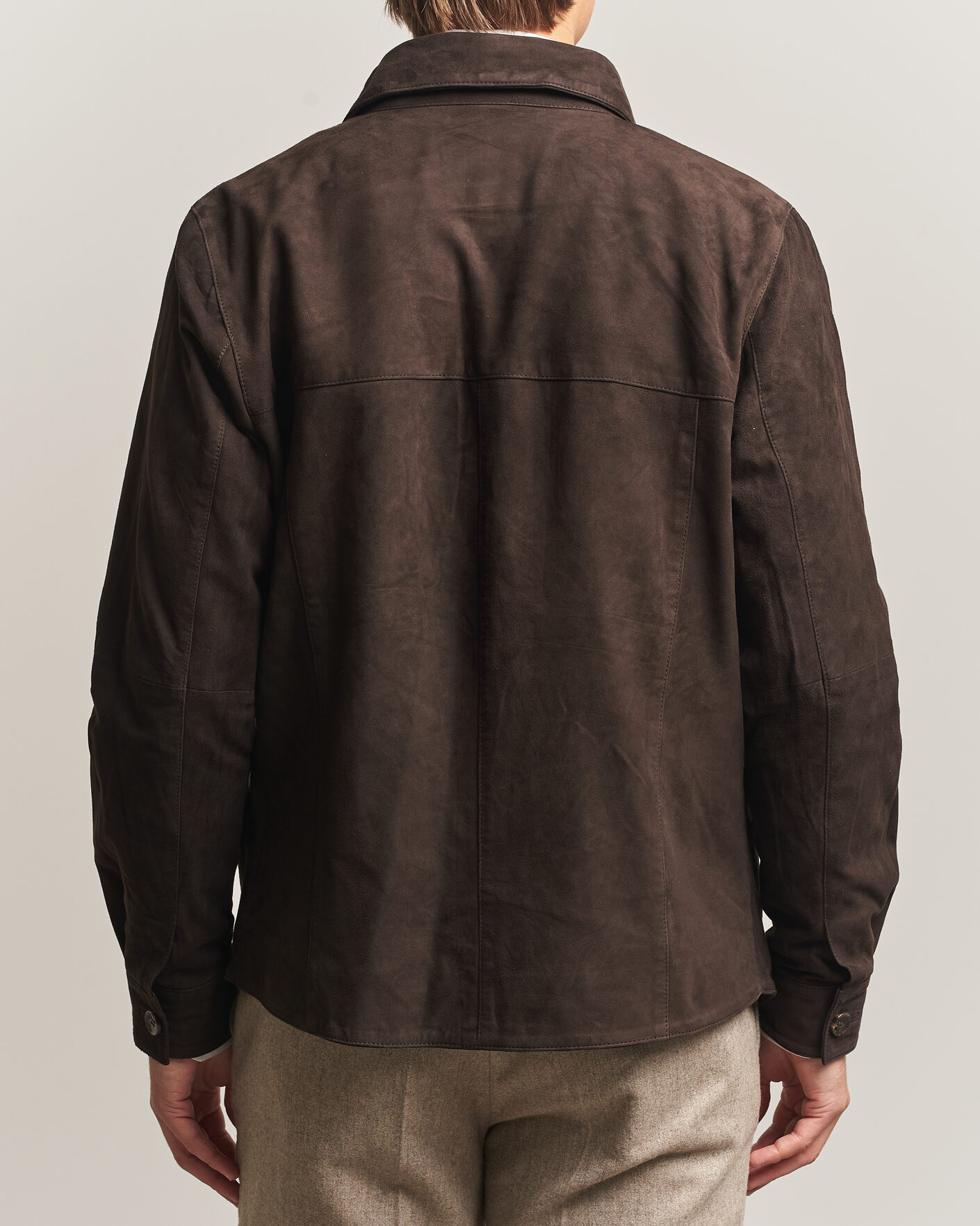 Heren | Overhemden | Stenströms | Goat Suede Overshirt Dark Brown