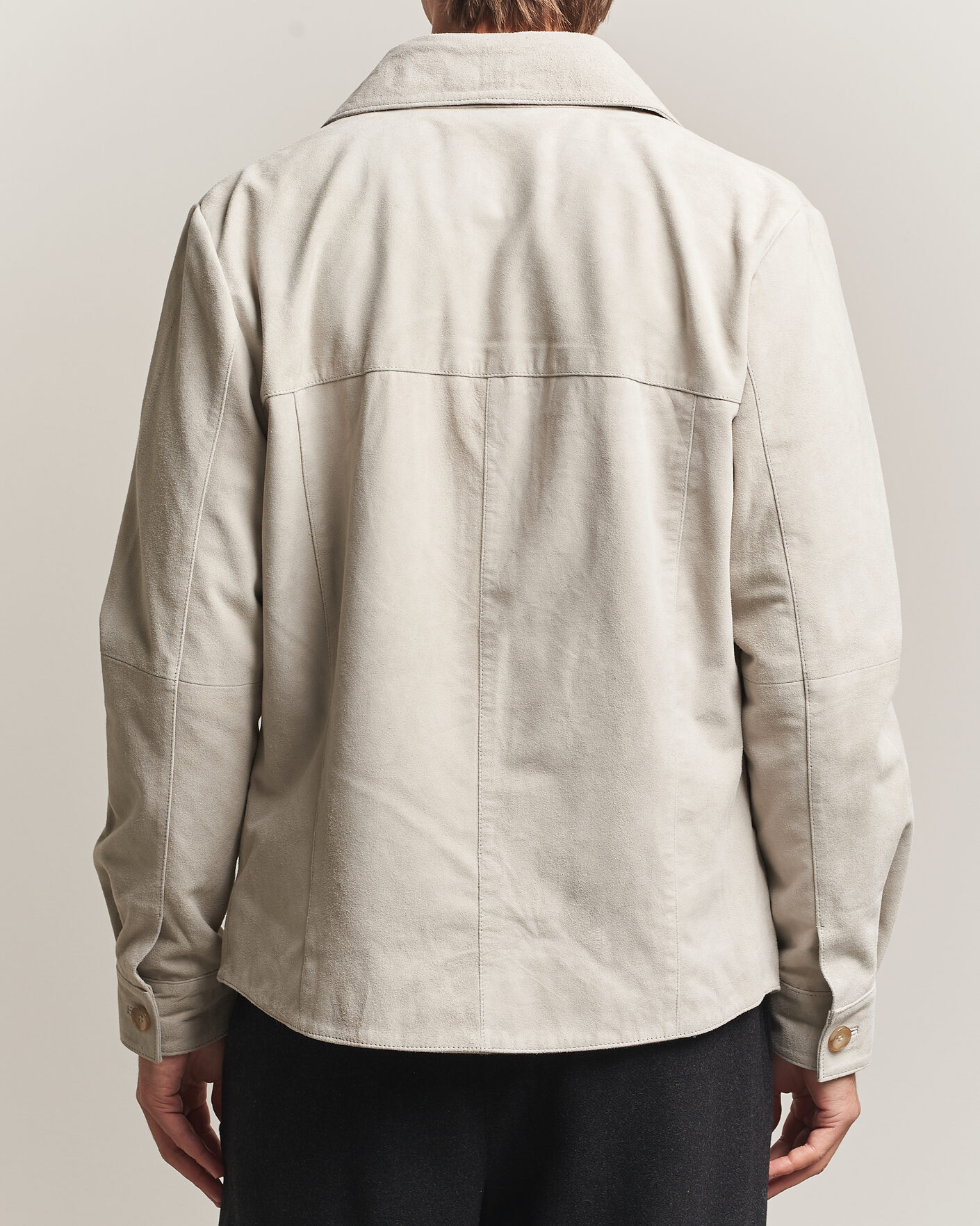 Heren | Overhemden | Stenströms | Goat Suede Overshirt Light Grey