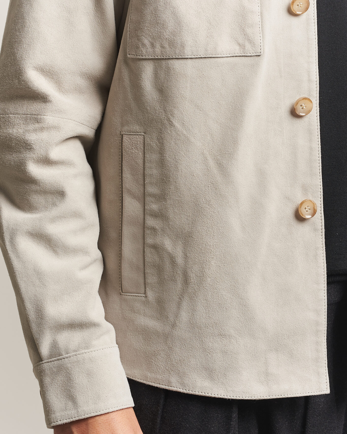 Heren | Overhemden | Stenströms | Goat Suede Overshirt Light Grey