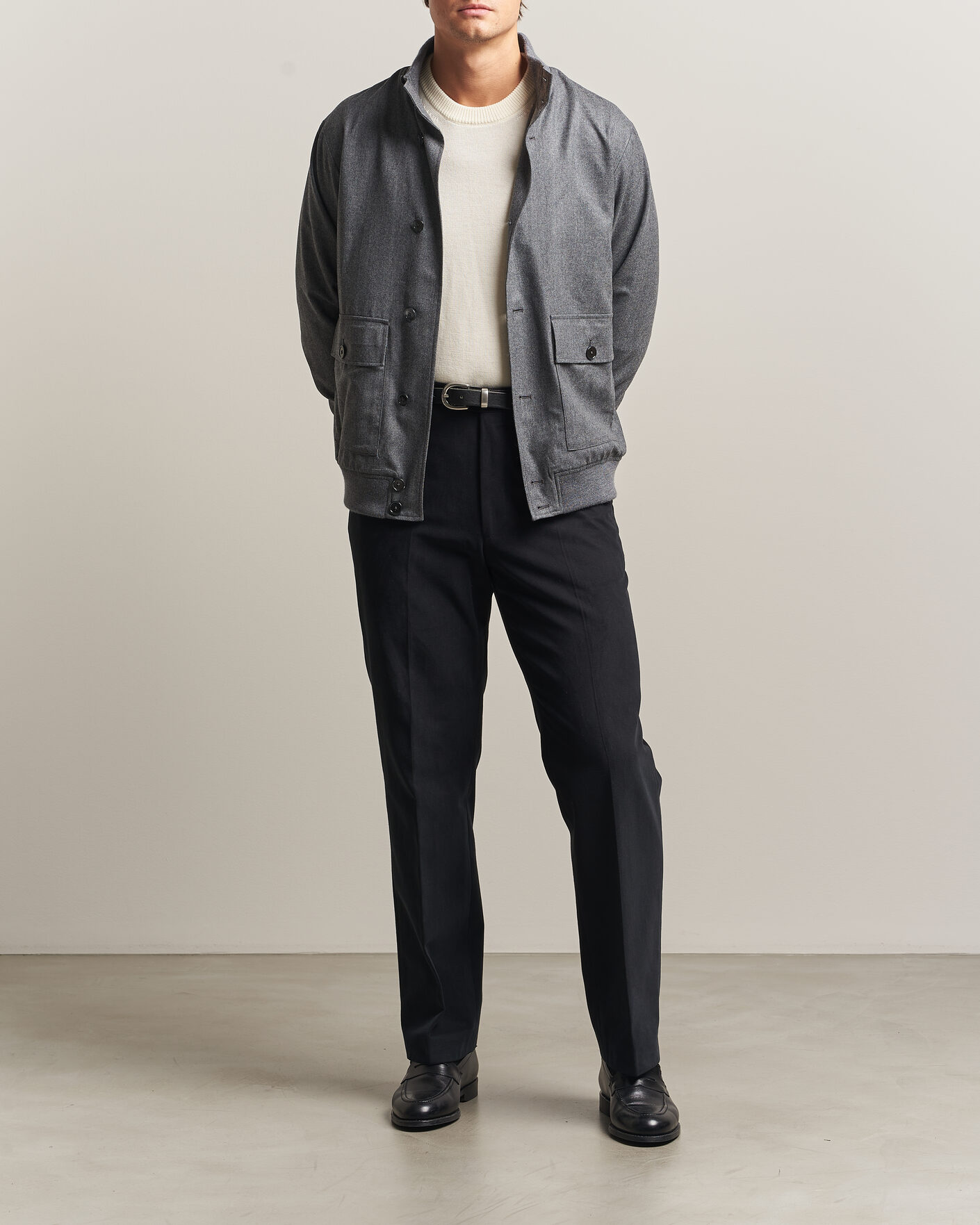 Heren | Jassen | Stenströms | Flannel Bomber Jacket Grey