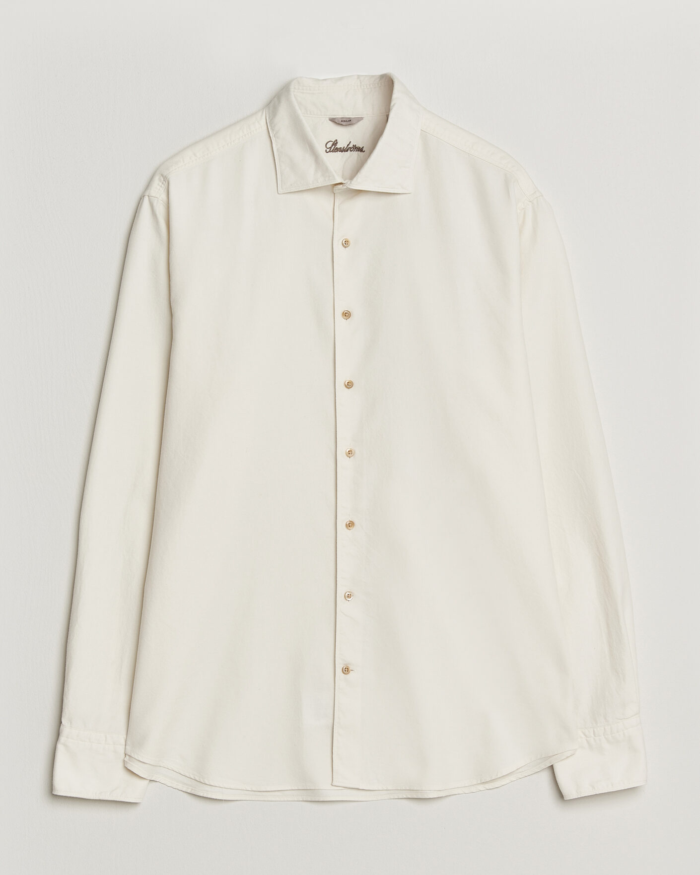 Heren | Overhemden | Stenströms | Regular Fit Cut Away Flannel Shirt Off White