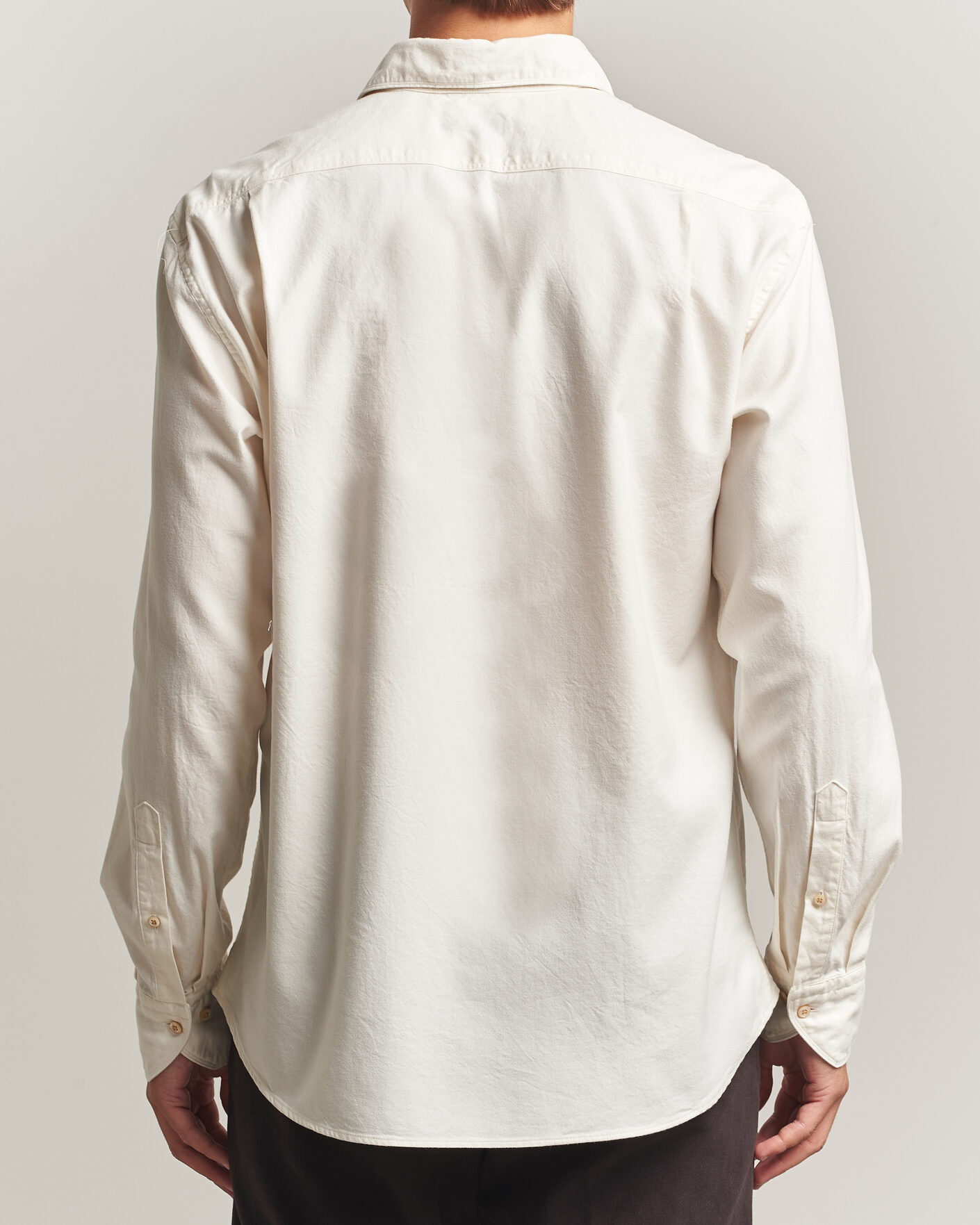 Heren | Overhemden | Stenströms | Regular Fit Cut Away Flannel Shirt Off White