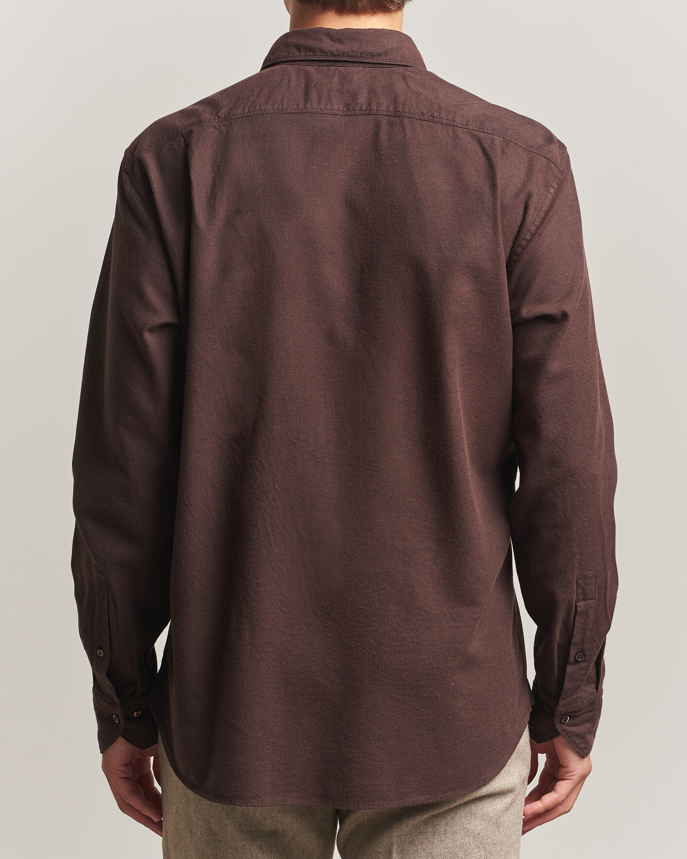 Heren | Overhemden | Stenströms | Regular Fit Cut Away Flannel Shirt Brown