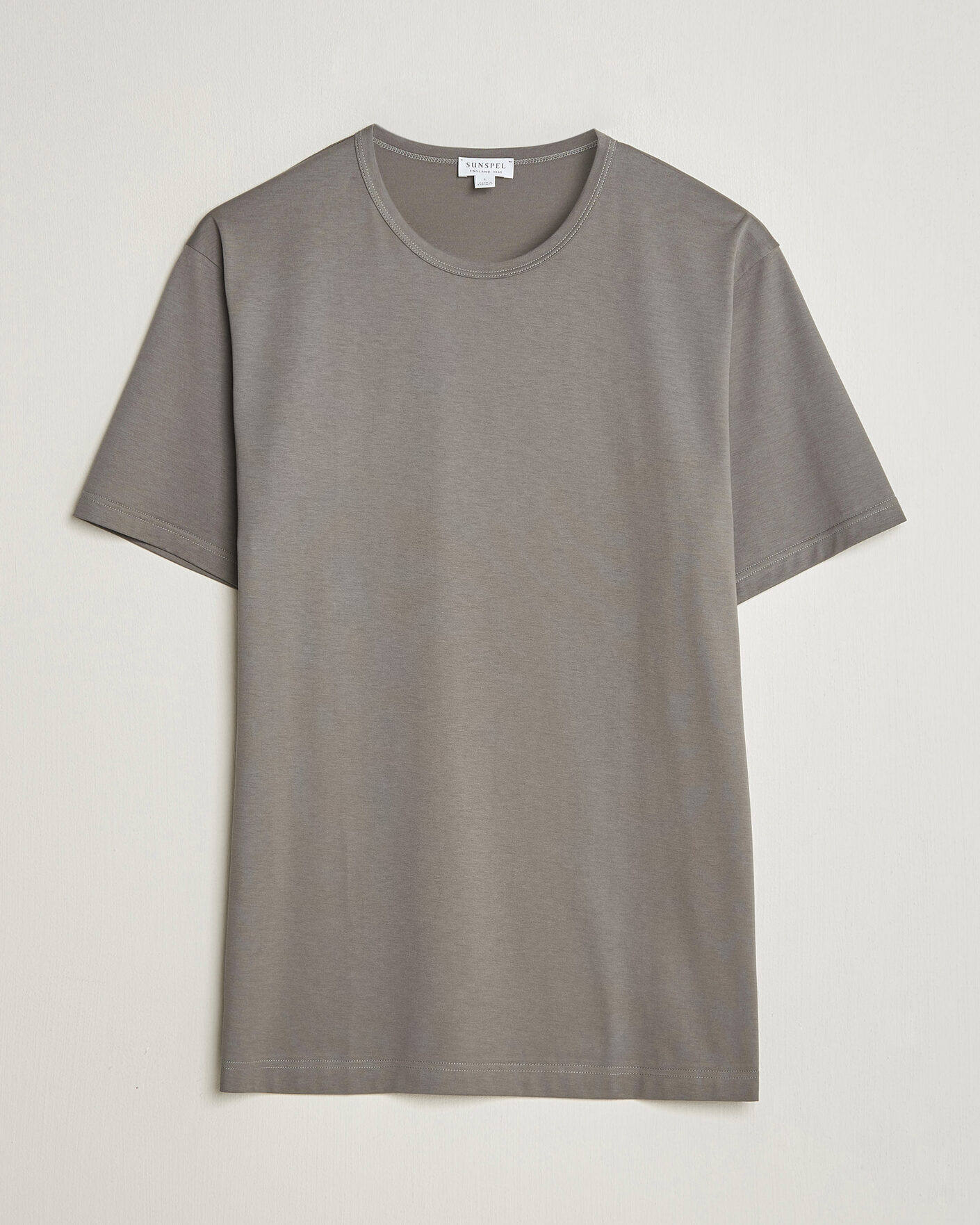 Heren | T-shirts | Sunspel | Crew Neck Q82 Cotton T-Shirt Smoke Grey