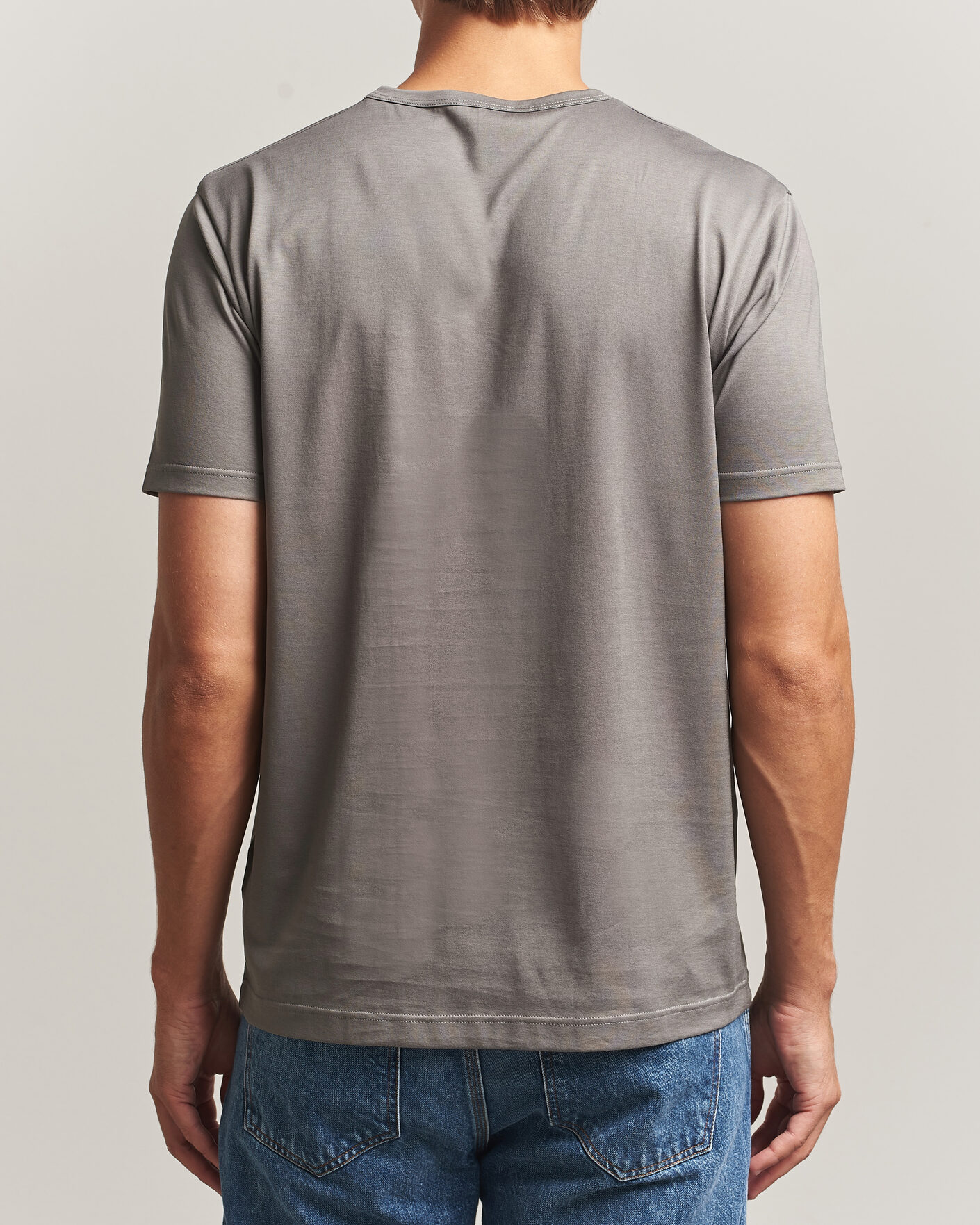 Heren | T-shirts | Sunspel | Crew Neck Q82 Cotton T-Shirt Smoke Grey