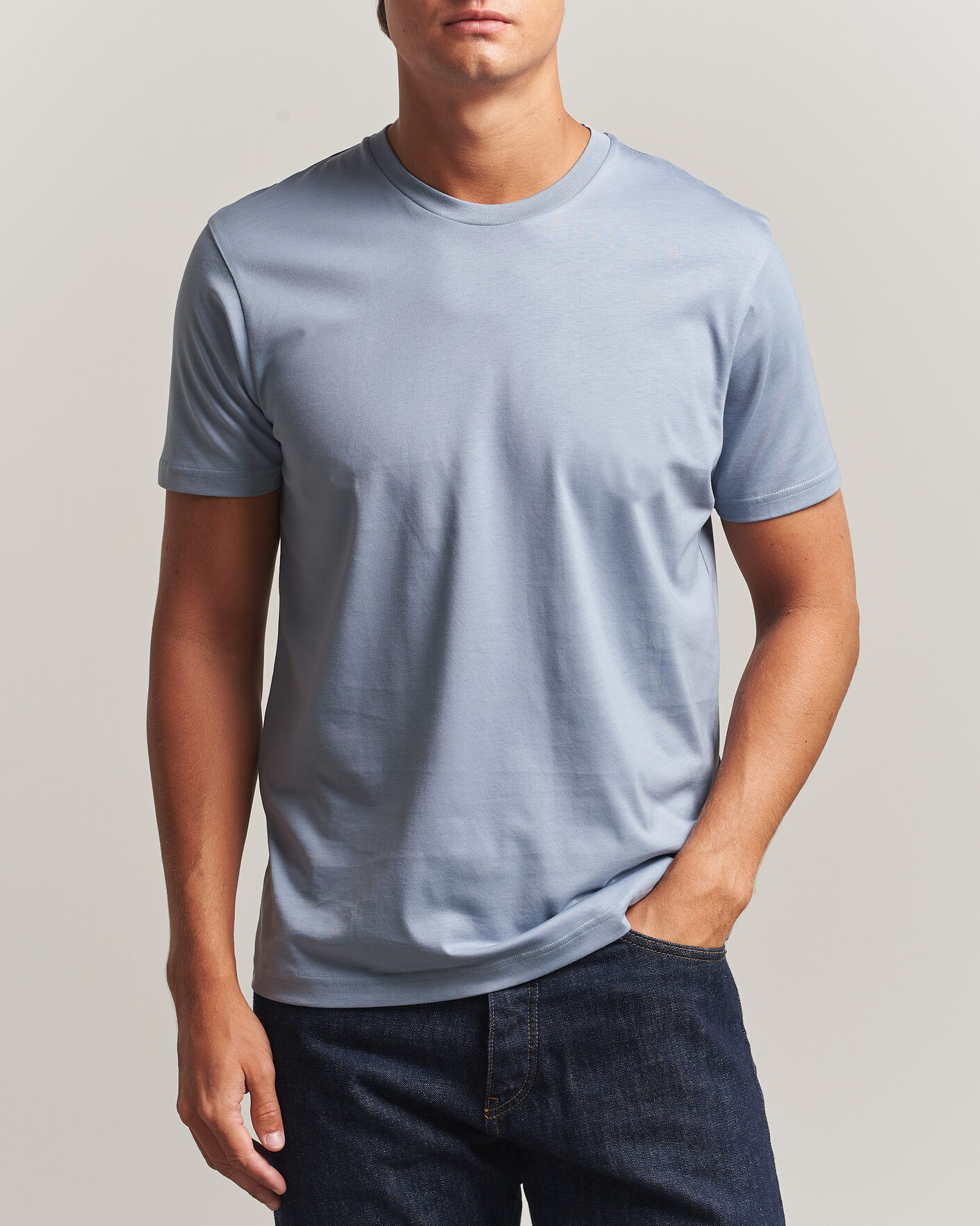Heren | T-shirts | Sunspel | Riviera Midweight T-Shirt Powder Blue