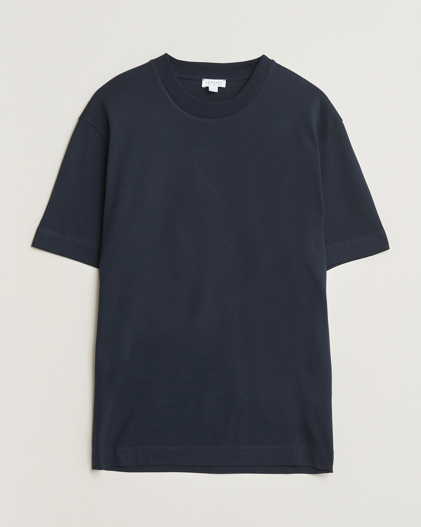 Heren | T-shirts | Sunspel | Heavy Weight Supima Cotton T-Shirt Midnight Navy