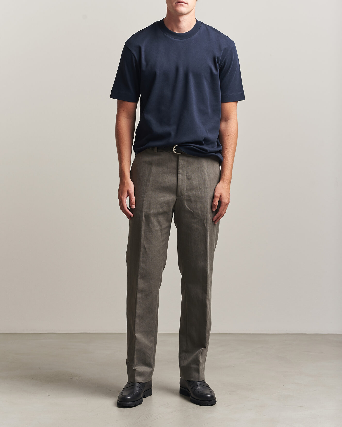 Heren | T-shirts | Sunspel | Heavy Weight Supima Cotton T-Shirt Midnight Navy