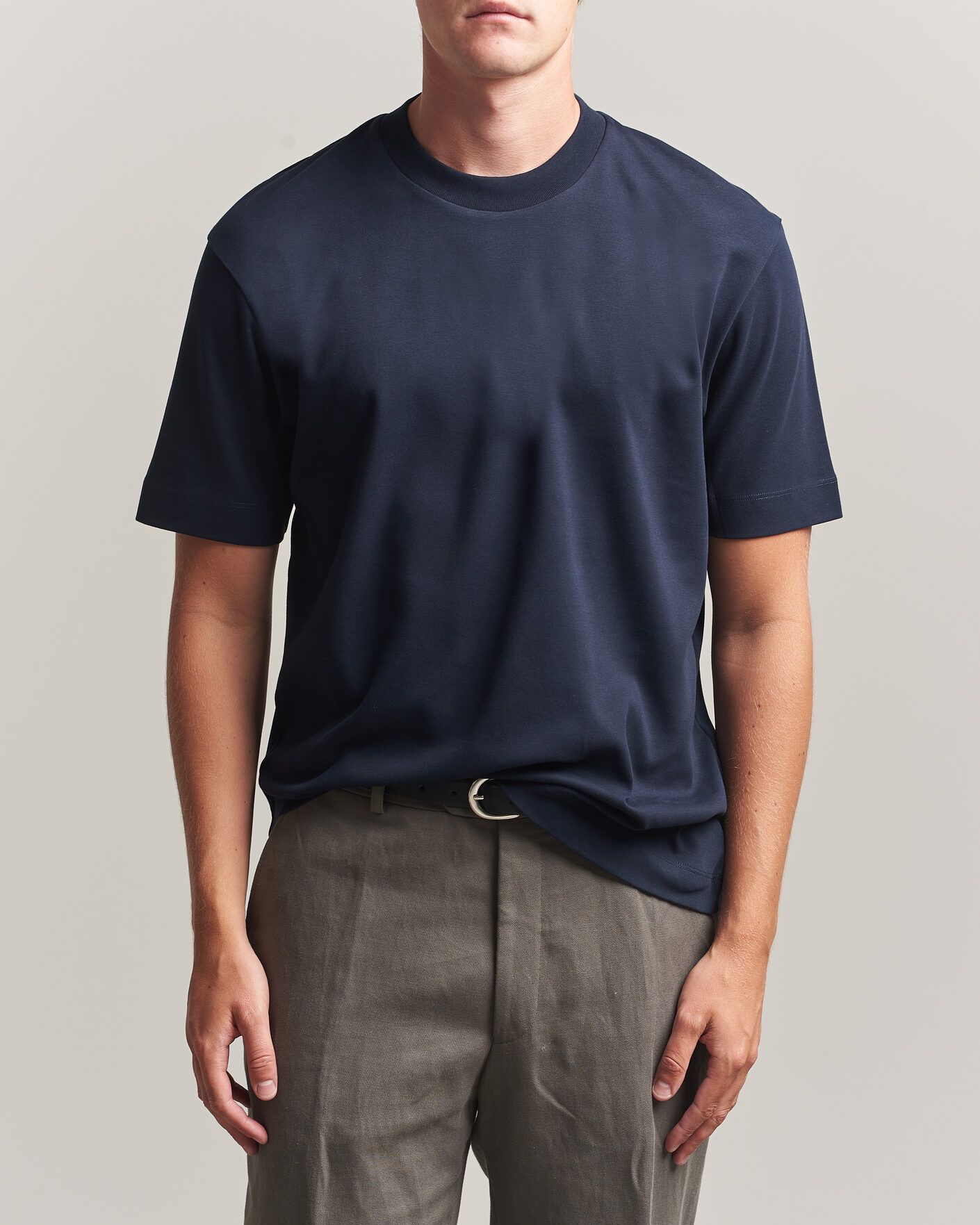 Heren | T-shirts | Sunspel | Heavy Weight Supima Cotton T-Shirt Midnight Navy