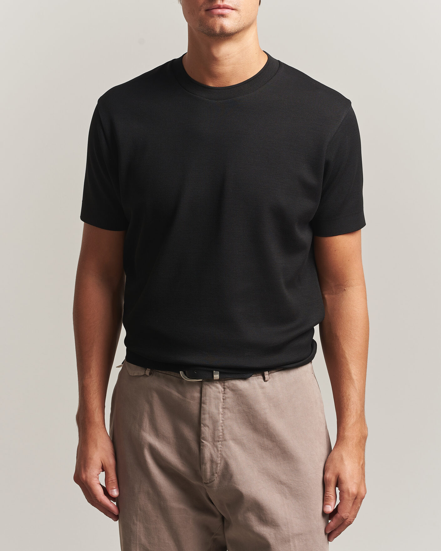 Heren | T-shirts | Sunspel | Cotton Piquet T-Shirt Black