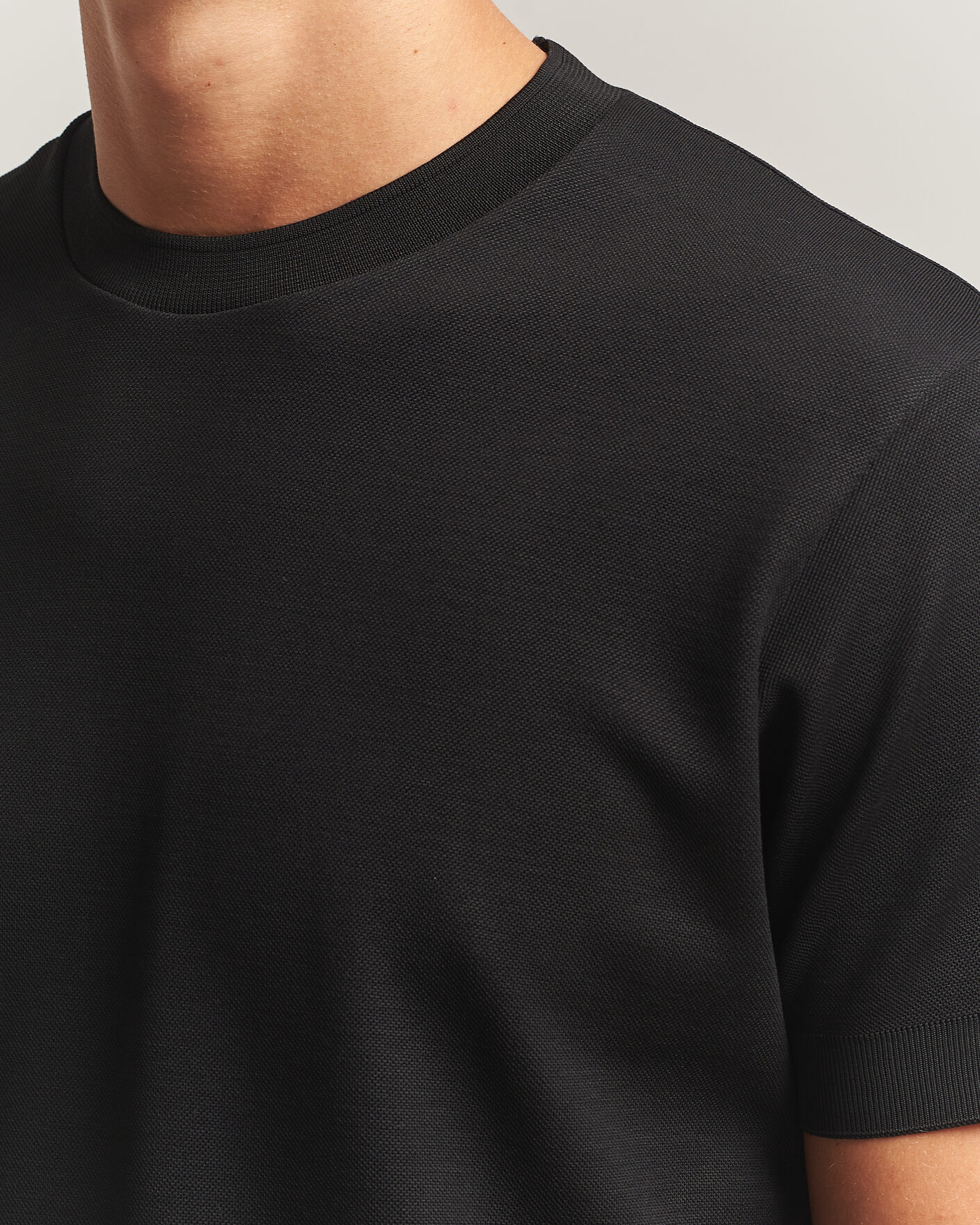 Heren | T-shirts | Sunspel | Cotton Piquet T-Shirt Black