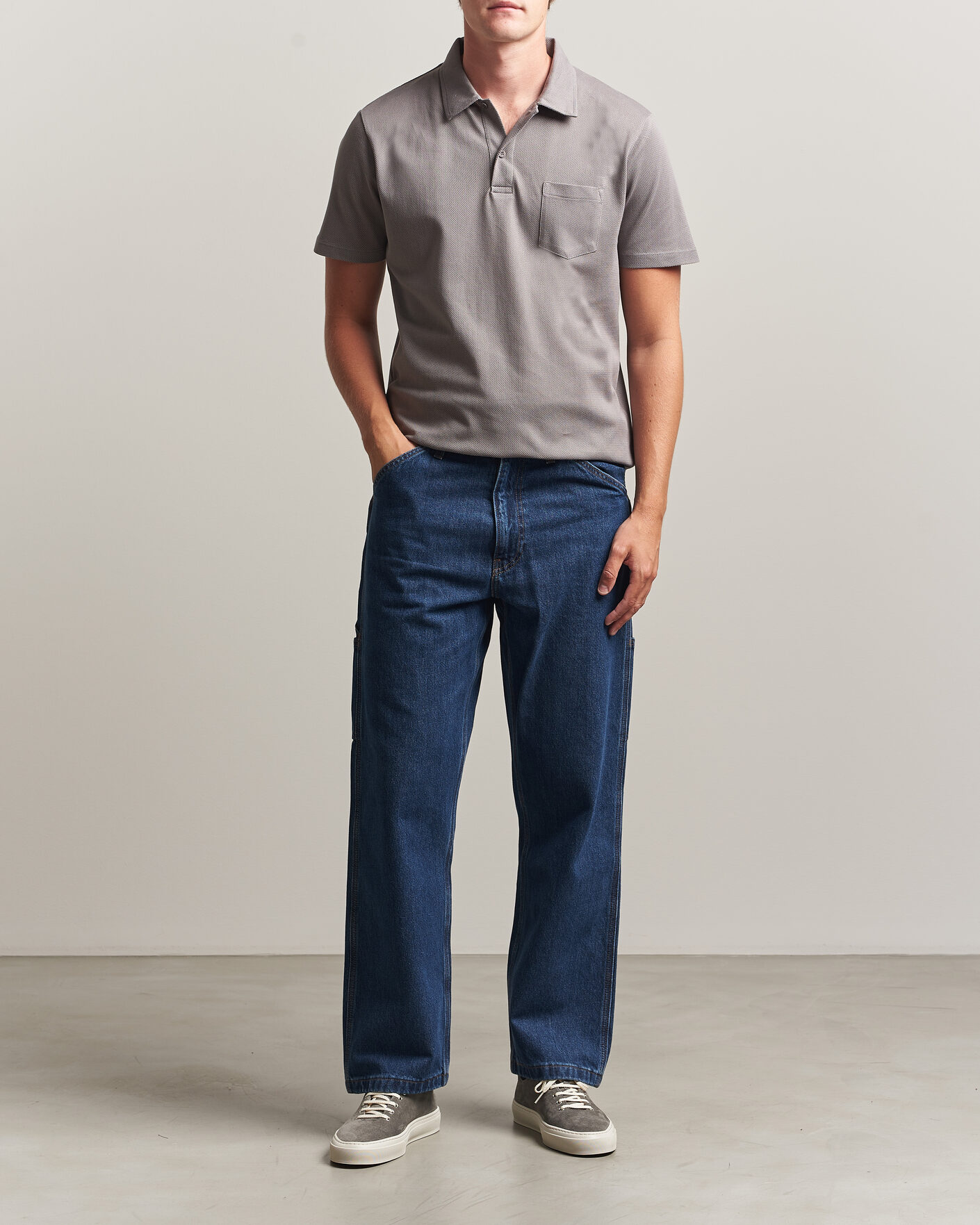 Heren | Polo's | Sunspel | Riviera Polo Shirt Smoke Grey