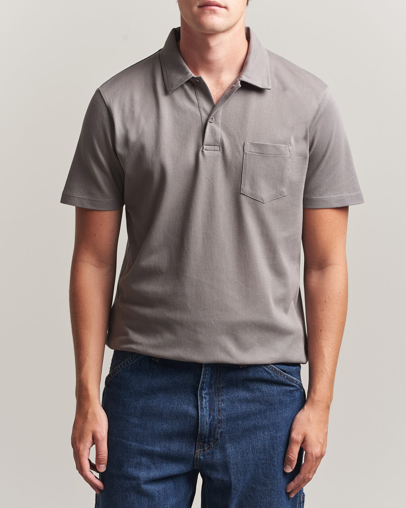 Heren | Polo's | Sunspel | Riviera Polo Shirt Smoke Grey
