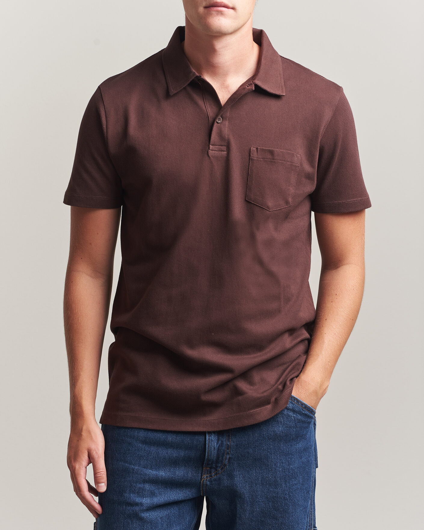 Heren | Polo's | Sunspel | Riviera Polo Shirt Dark Brown