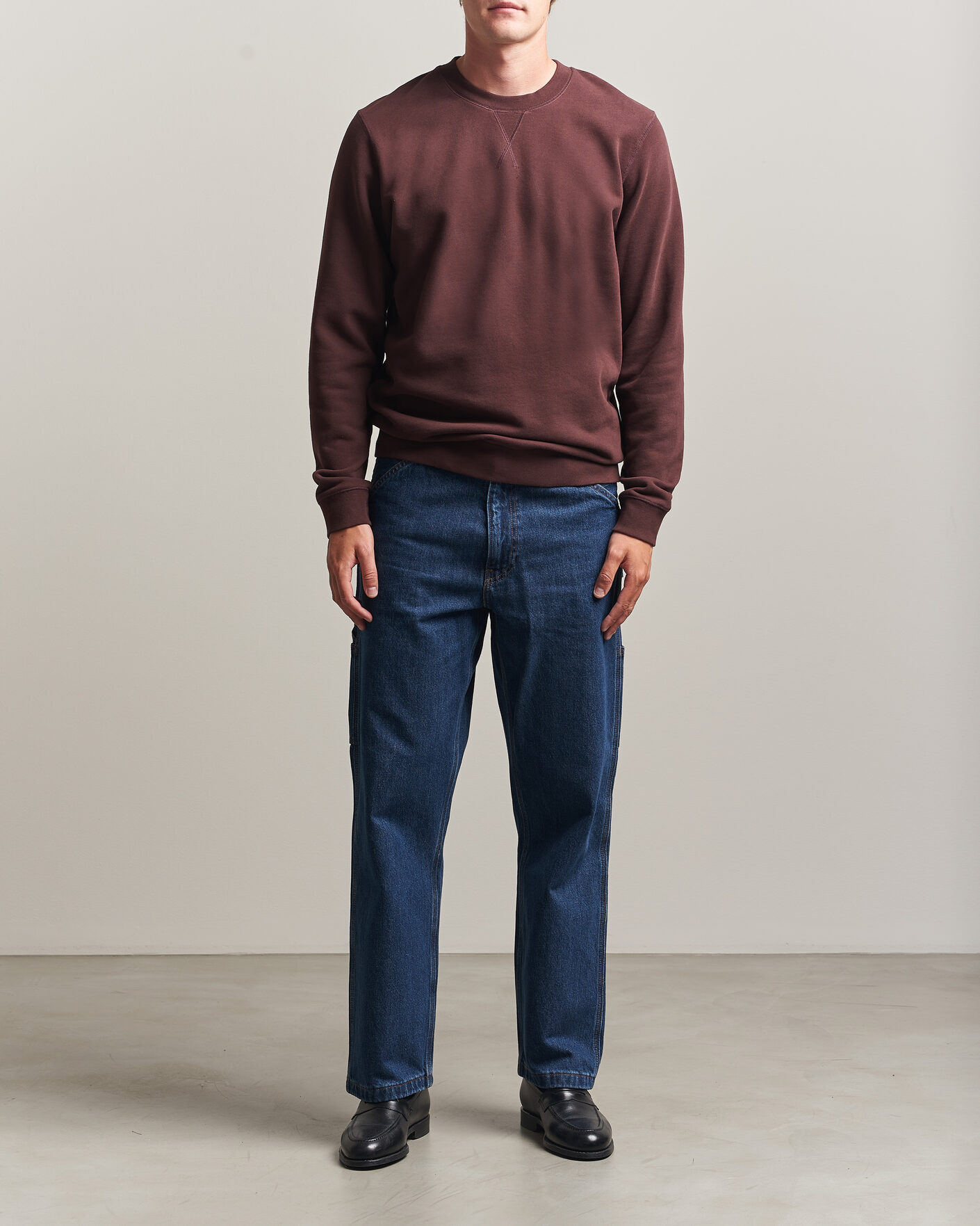 Heren | Truien | Sunspel | Loopback Sweatshirt Dark Brown