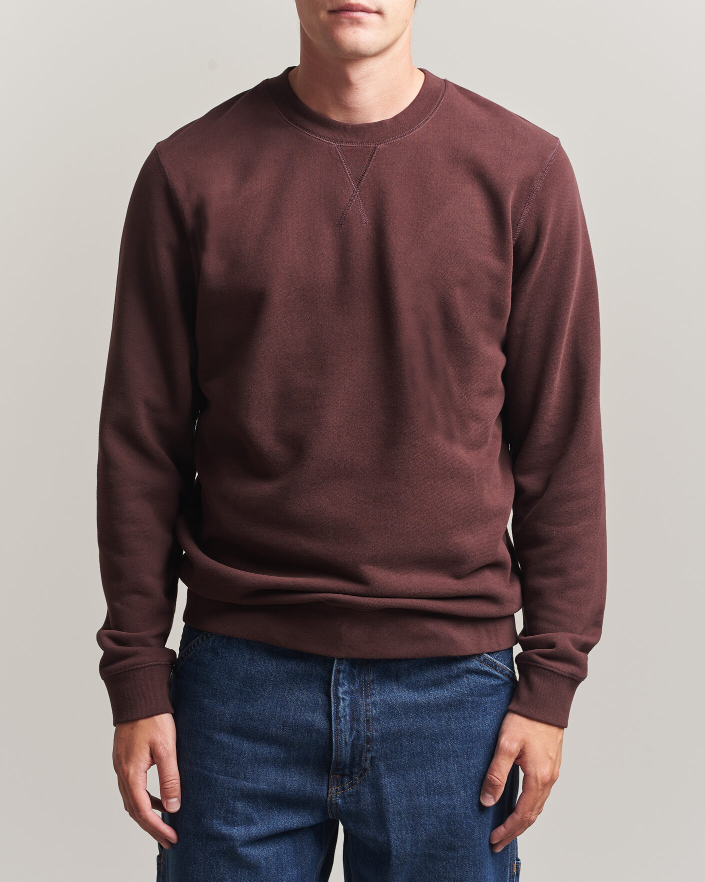Heren | Truien | Sunspel | Loopback Sweatshirt Dark Brown