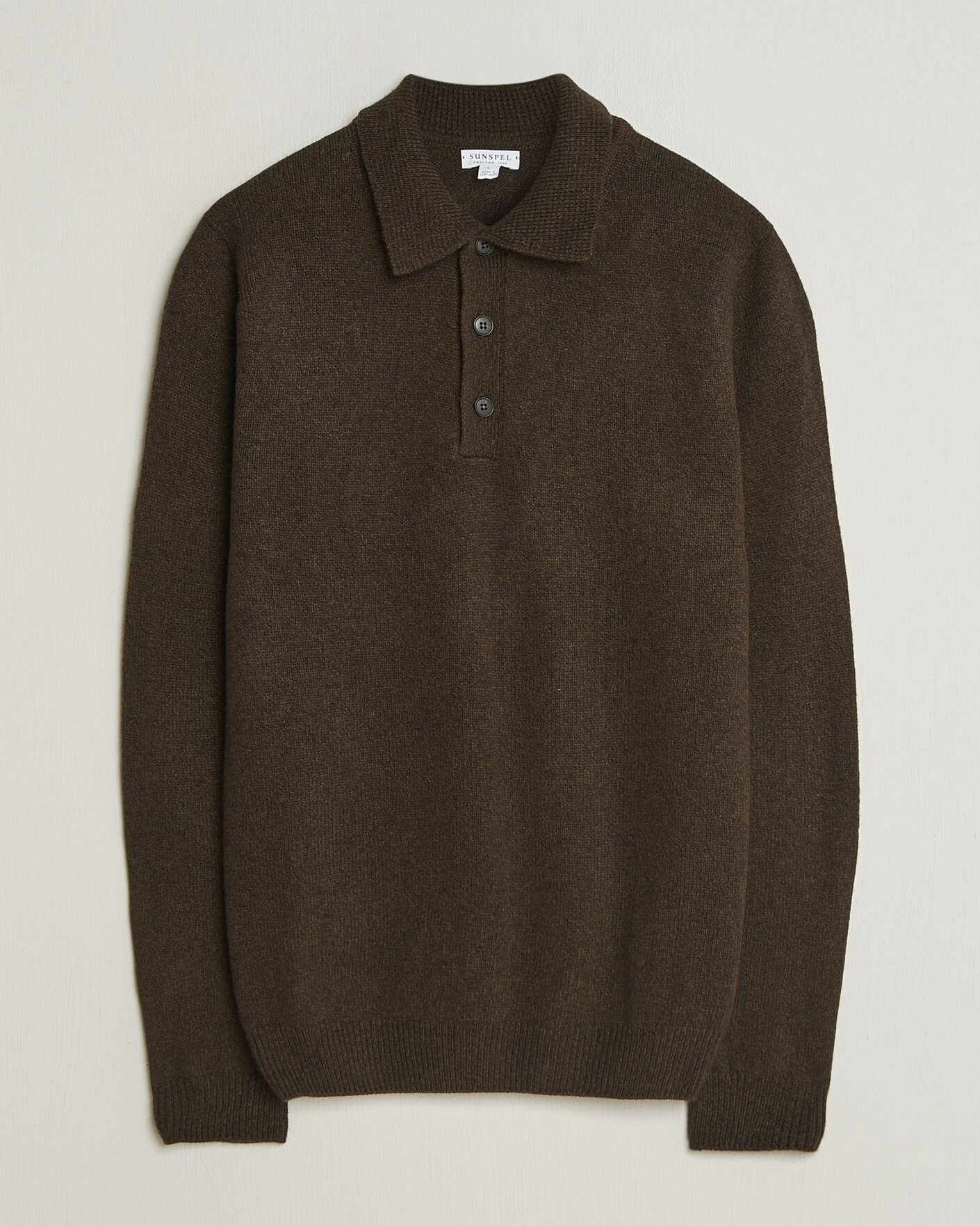 Heren | Truien | Sunspel | Lambswool Poloshirt Loden Twist