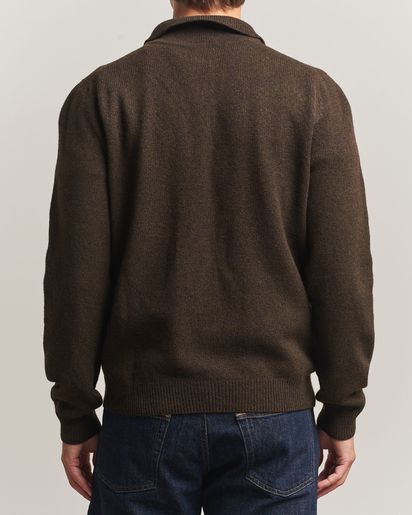 Heren | Truien | Sunspel | Lambswool Poloshirt Loden Twist