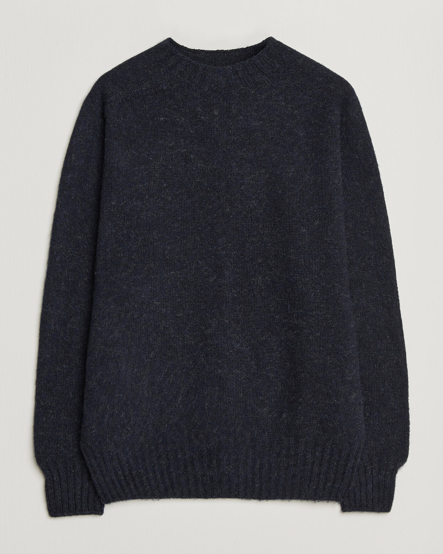 Heren | Truien | Sunspel | Brushed Shetland Crew Neck Dark Navy
