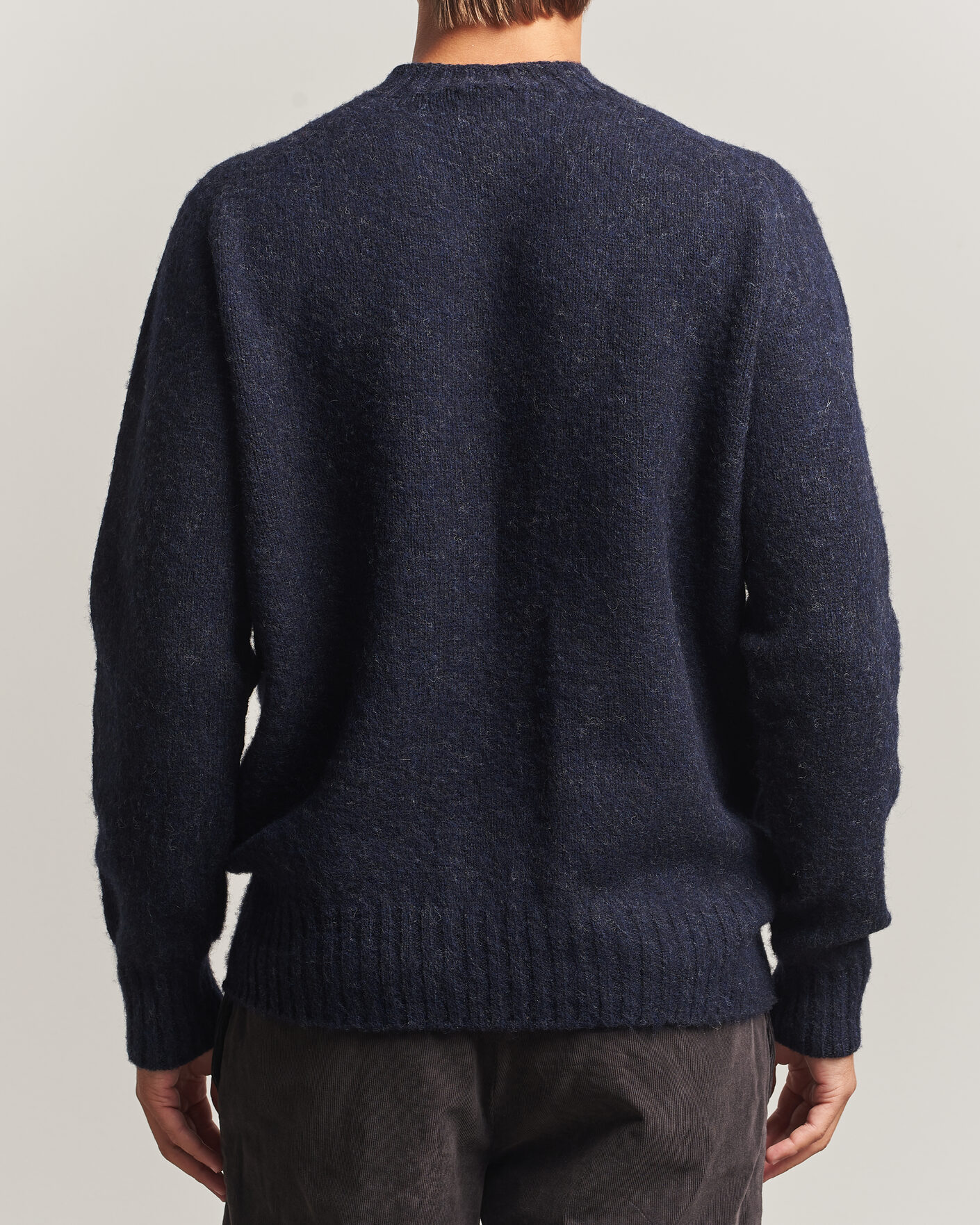 Heren | Truien | Sunspel | Brushed Shetland Crew Neck Dark Navy