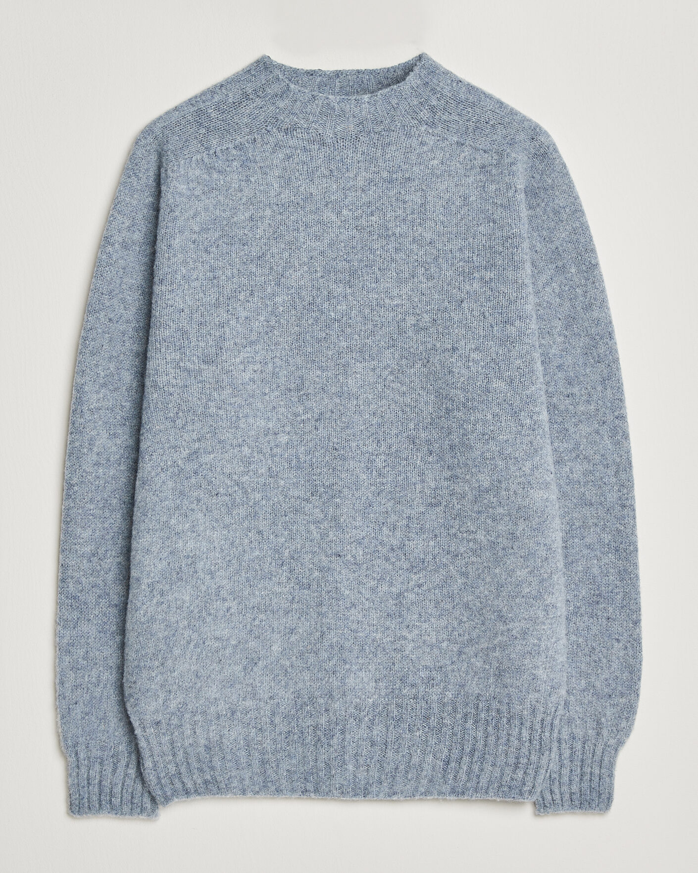 Heren | Truien | Sunspel | Brushed Shetland Crew Neck Powder Blue