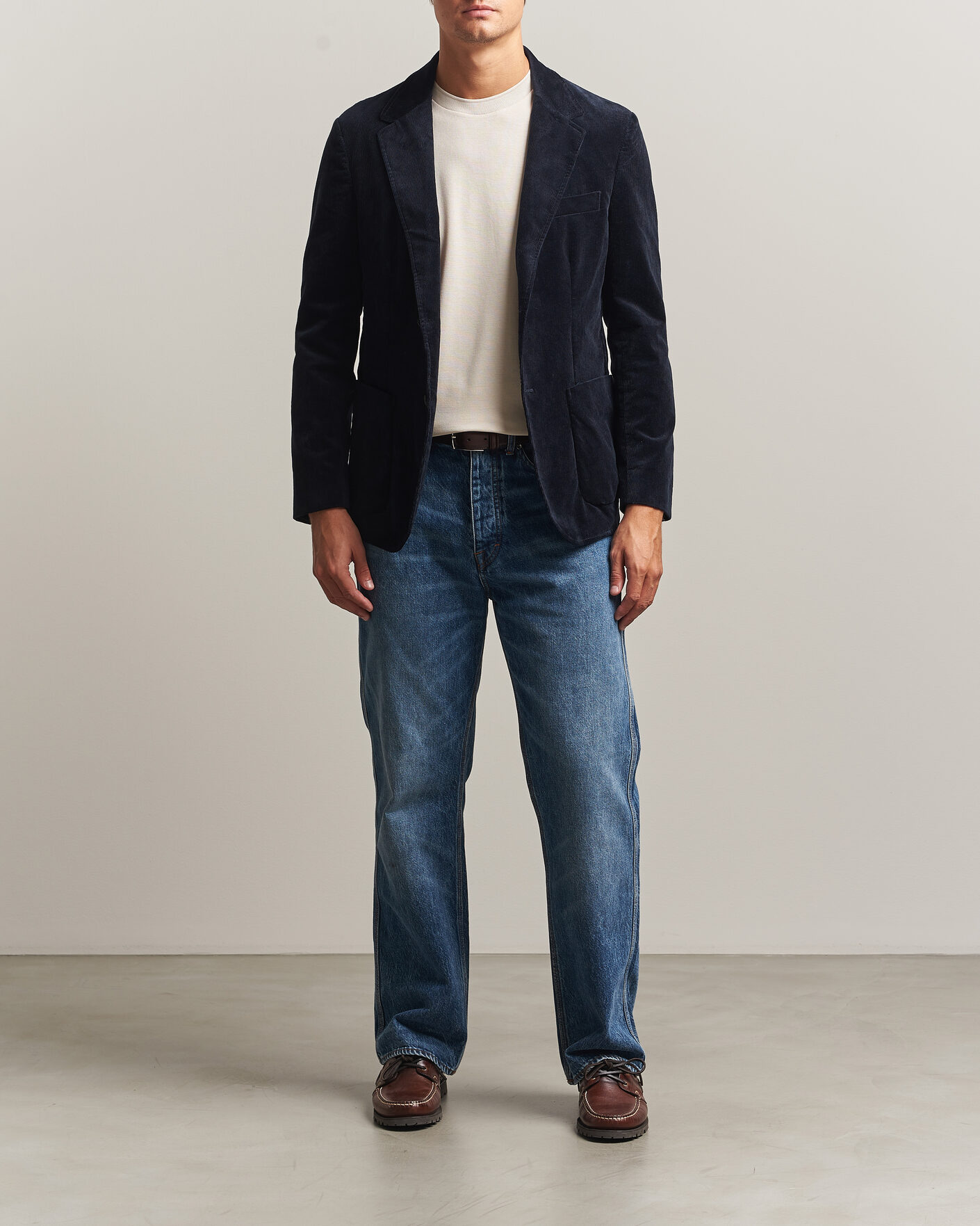 Heren | Blazers | Sunspel | Relaxed Corduroy Blazer Navy