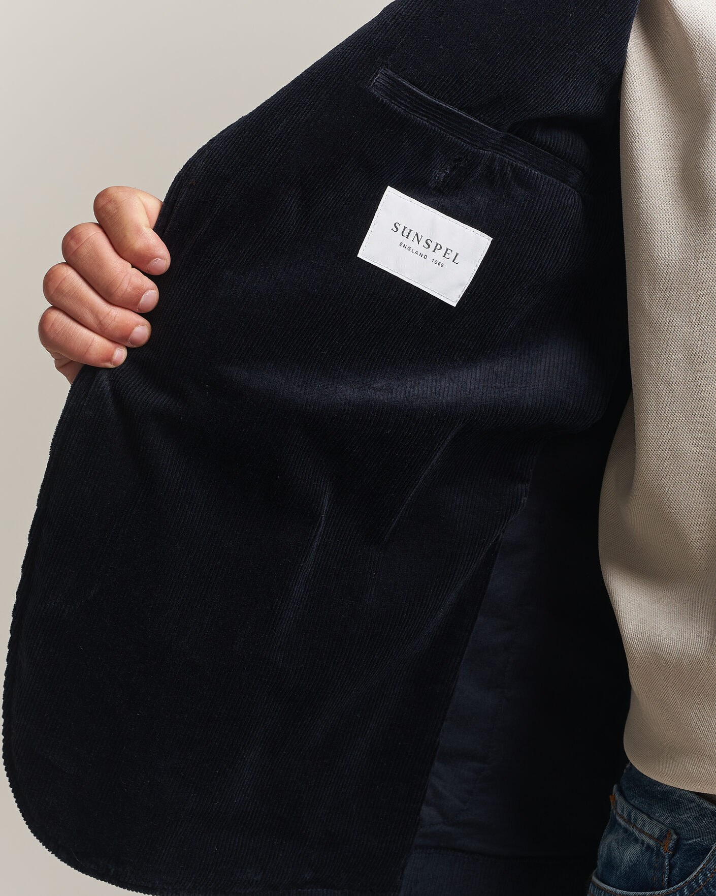 Heren | Blazers | Sunspel | Relaxed Corduroy Blazer Navy