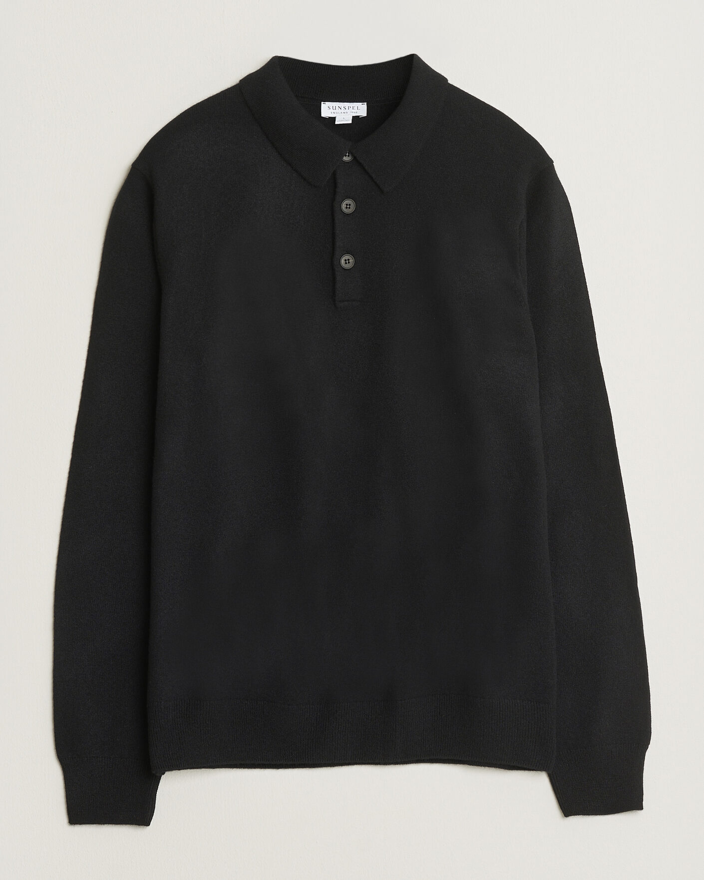 Heren | Truien | Sunspel | Cashmere Polo Black