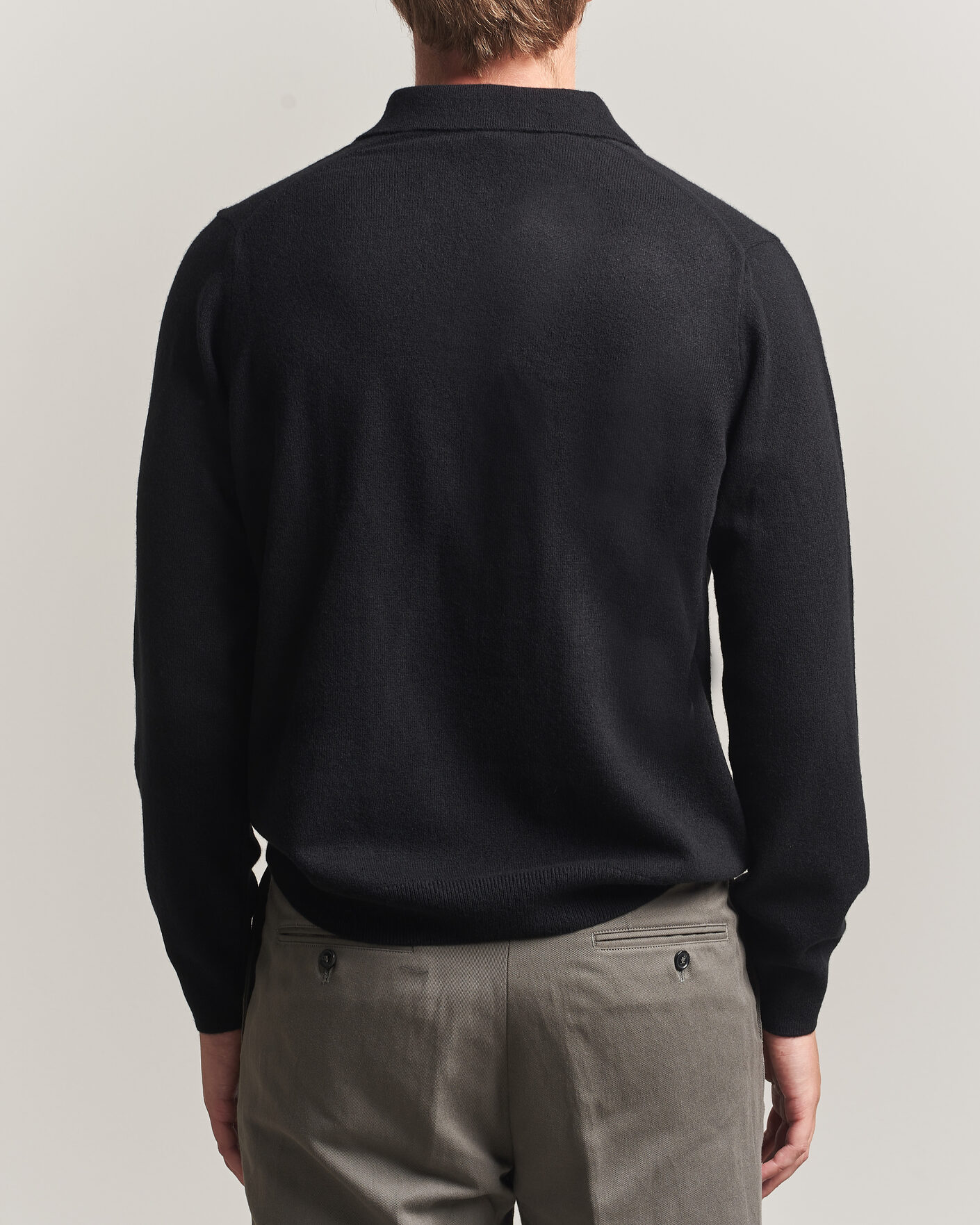 Heren | Truien | Sunspel | Cashmere Polo Black