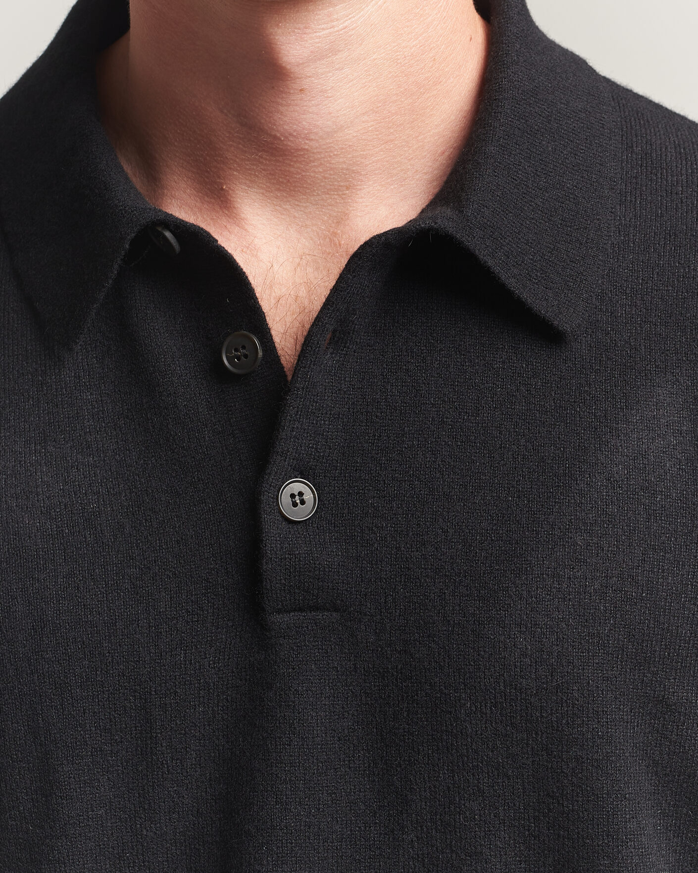 Heren | Truien | Sunspel | Cashmere Polo Black