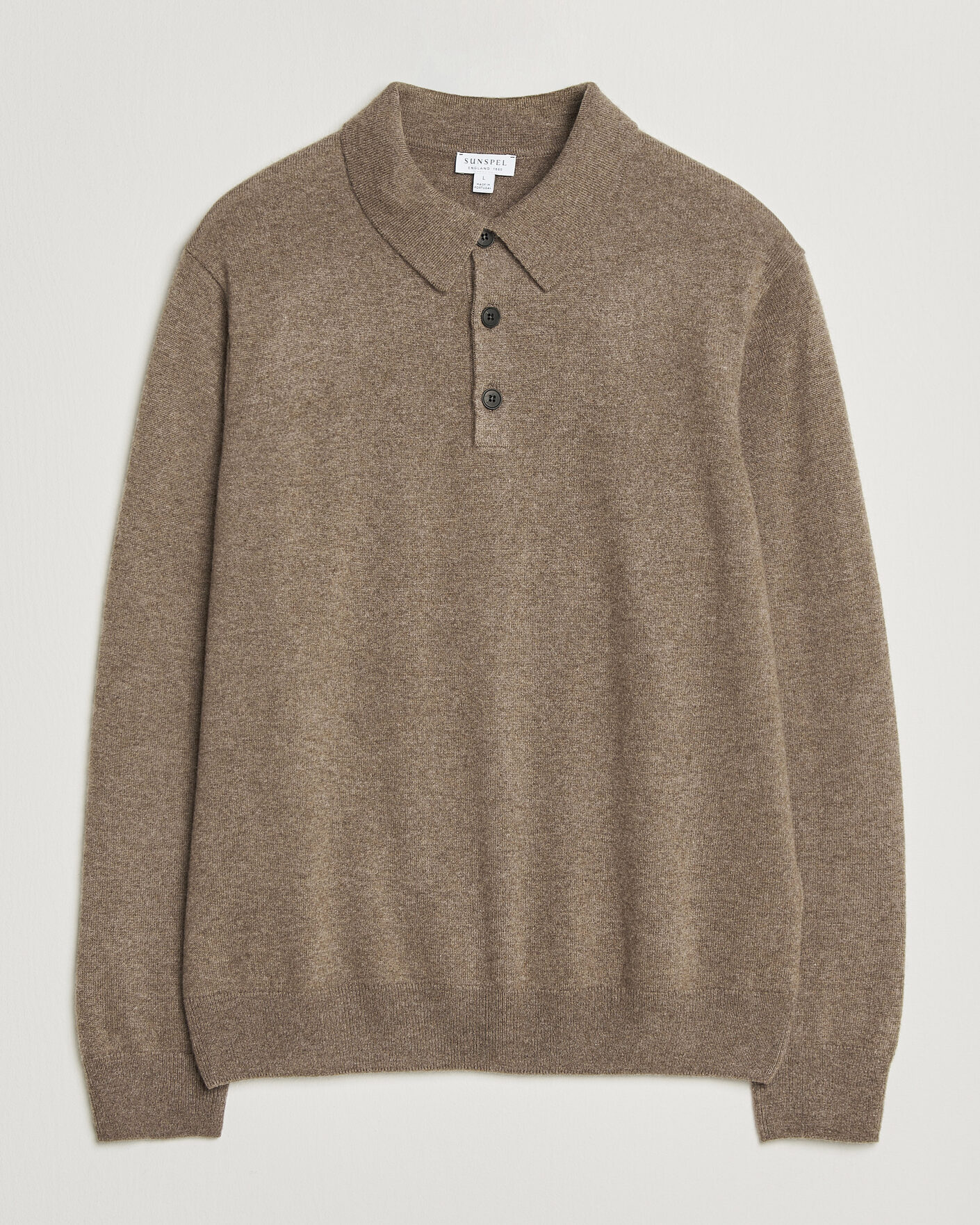 Heren | Truien | Sunspel | Cashmere Polo Taupe