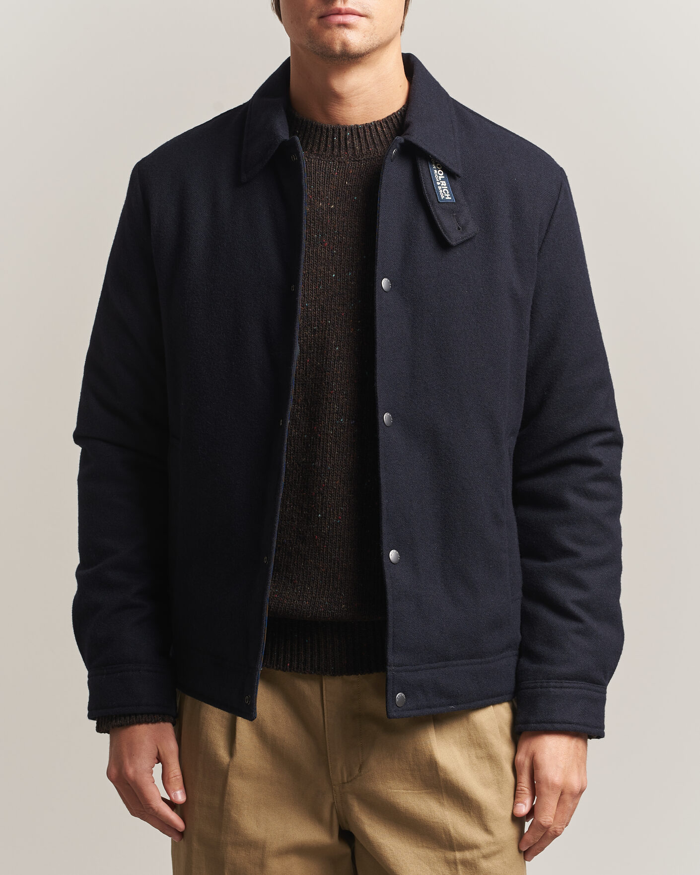Heren | Jassen | Woolrich | Wool Light Padded Keating Shirt Jacket Melton Blue