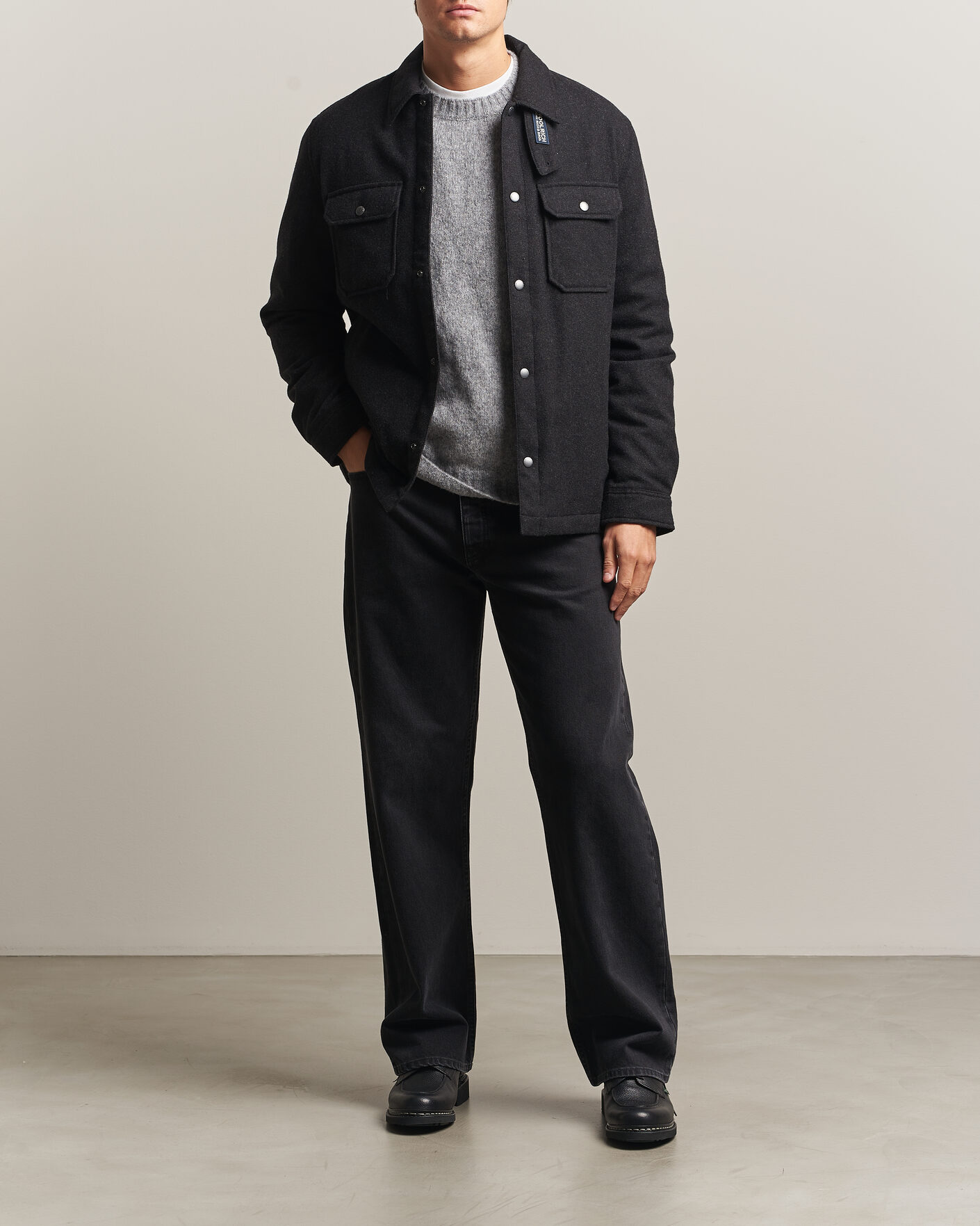 Heren | Jassen | Woolrich | Alaskan Wool Light Padded Shirt Jacket Faded Black