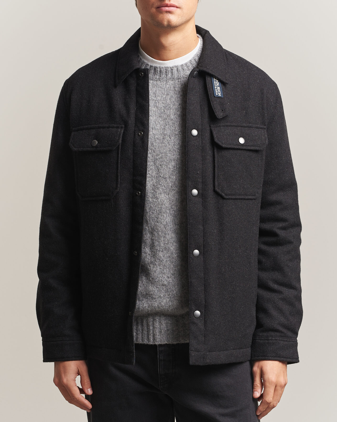 Heren | Jassen | Woolrich | Alaskan Wool Light Padded Shirt Jacket Faded Black