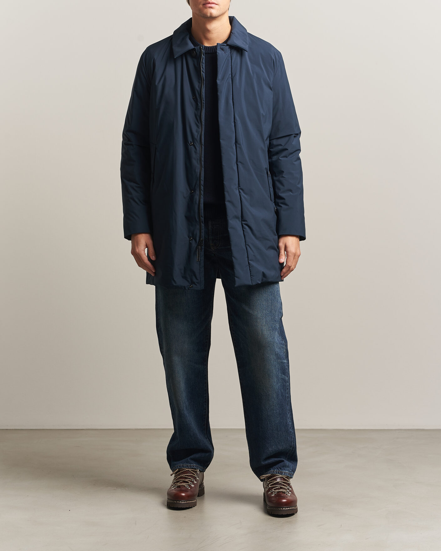 Heren | Jassen | Woolrich | Cloud Lamar Light Padded Coat Melton Blue