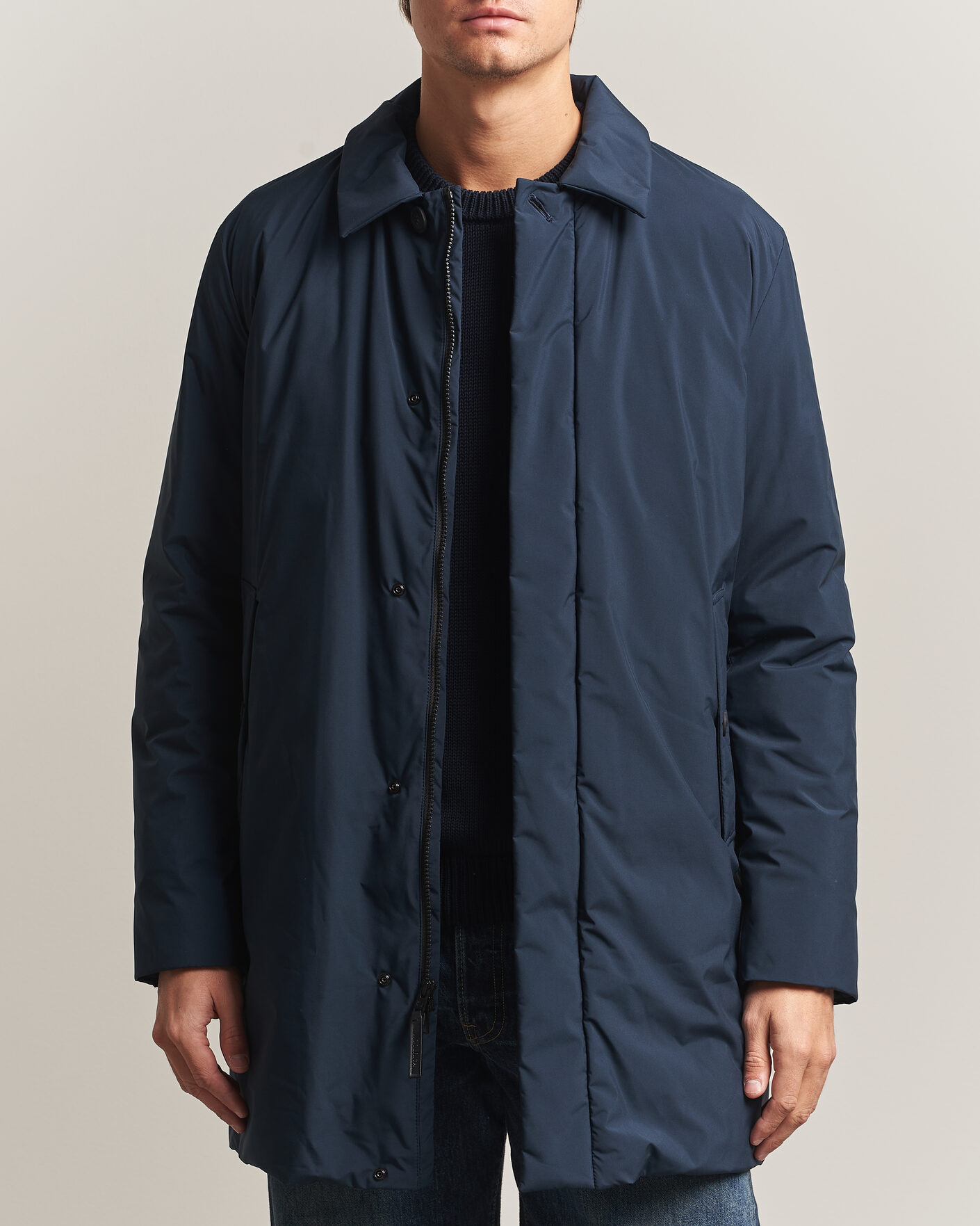 Heren | Jassen | Woolrich | Cloud Lamar Light Padded Coat Melton Blue